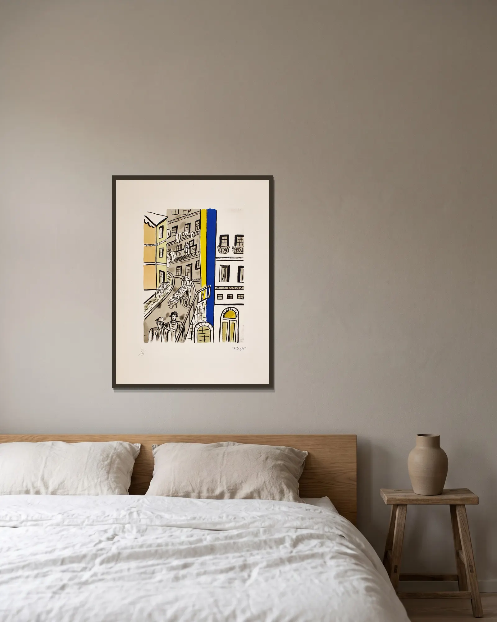 La rue (Street) av Fernand Léger inramad på en vägg