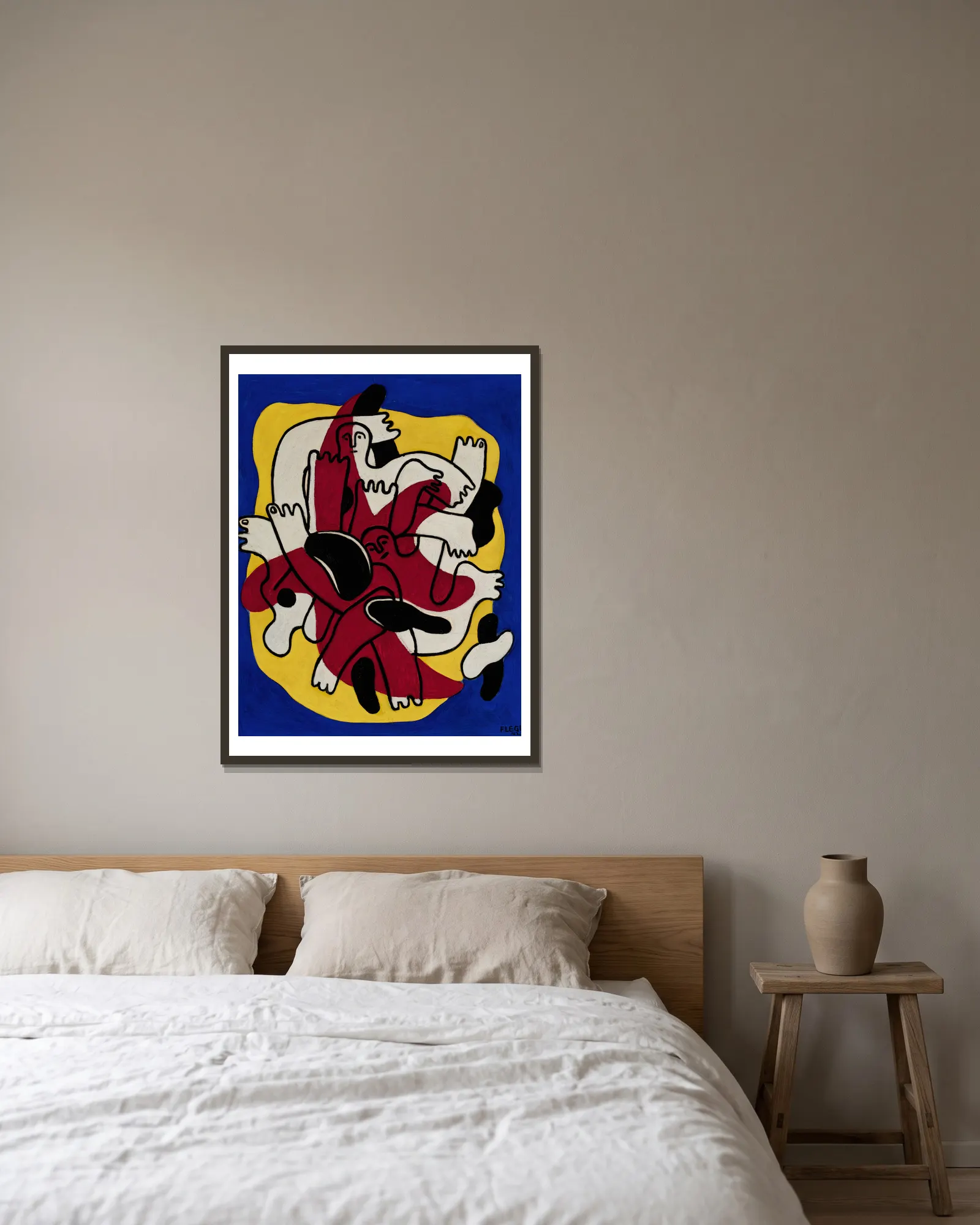 L’Étoile rouge (Les Plongeurs) av Fernand Léger inramad på en vägg