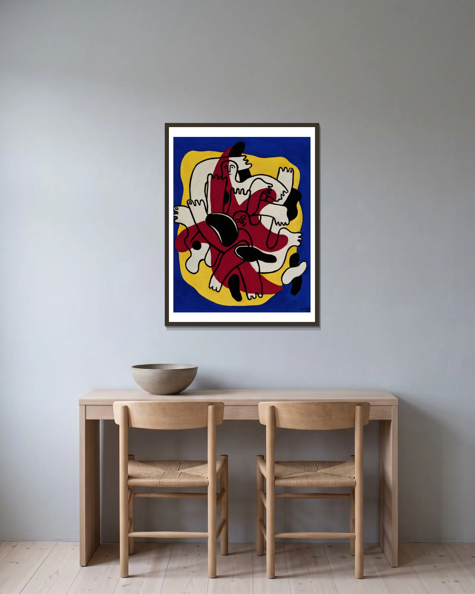 L’Étoile rouge (Les Plongeurs) av Fernand Léger inramad på en vägg