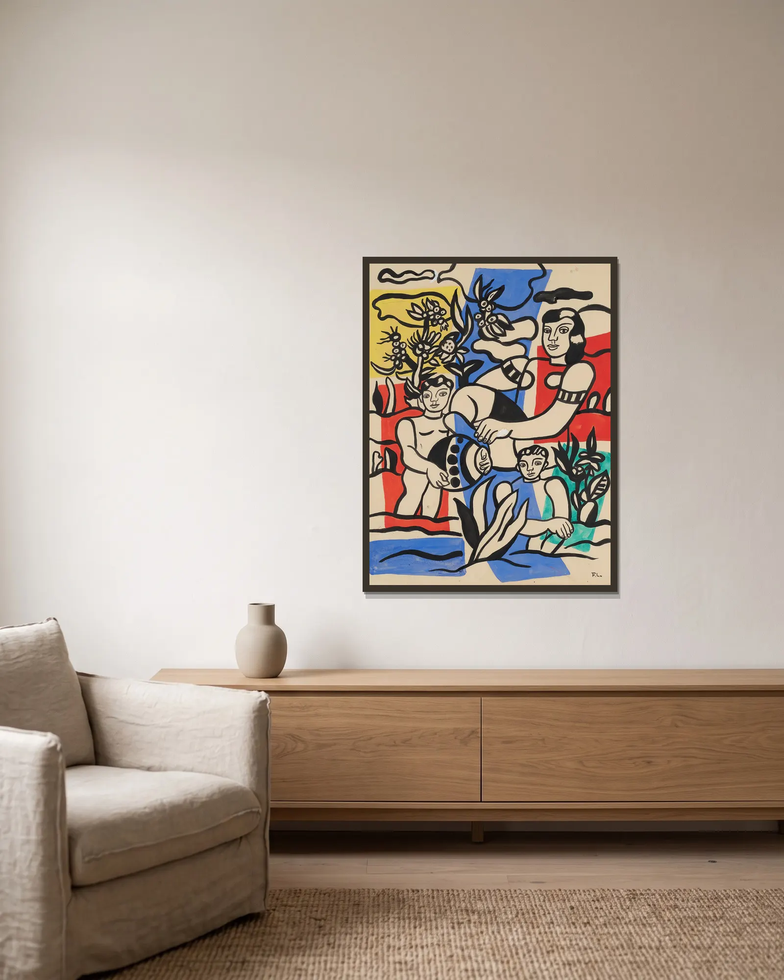 Partie de campagne av Fernand Léger inramad på en vägg