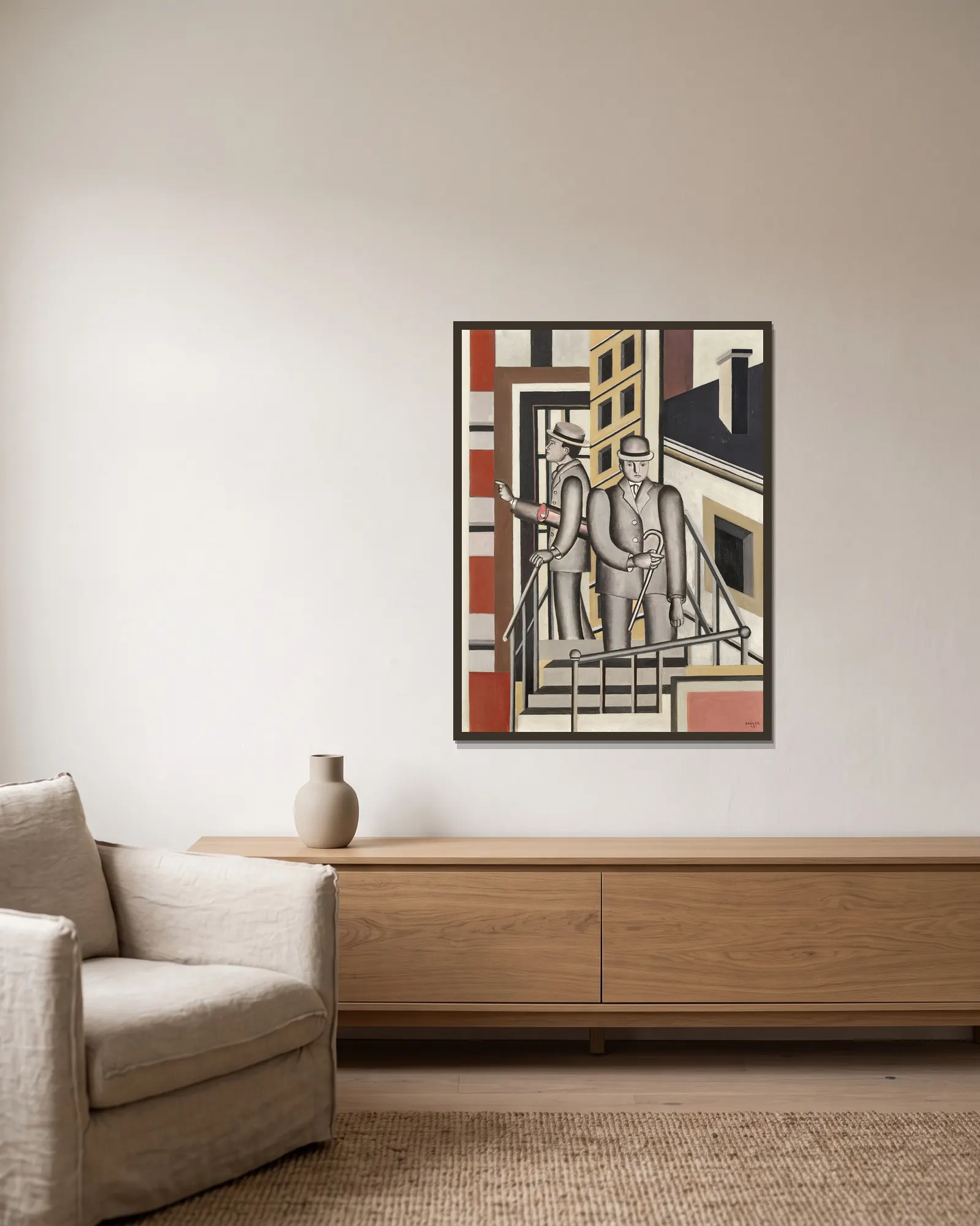 Paysage animé av Fernand Léger inramad på en vägg