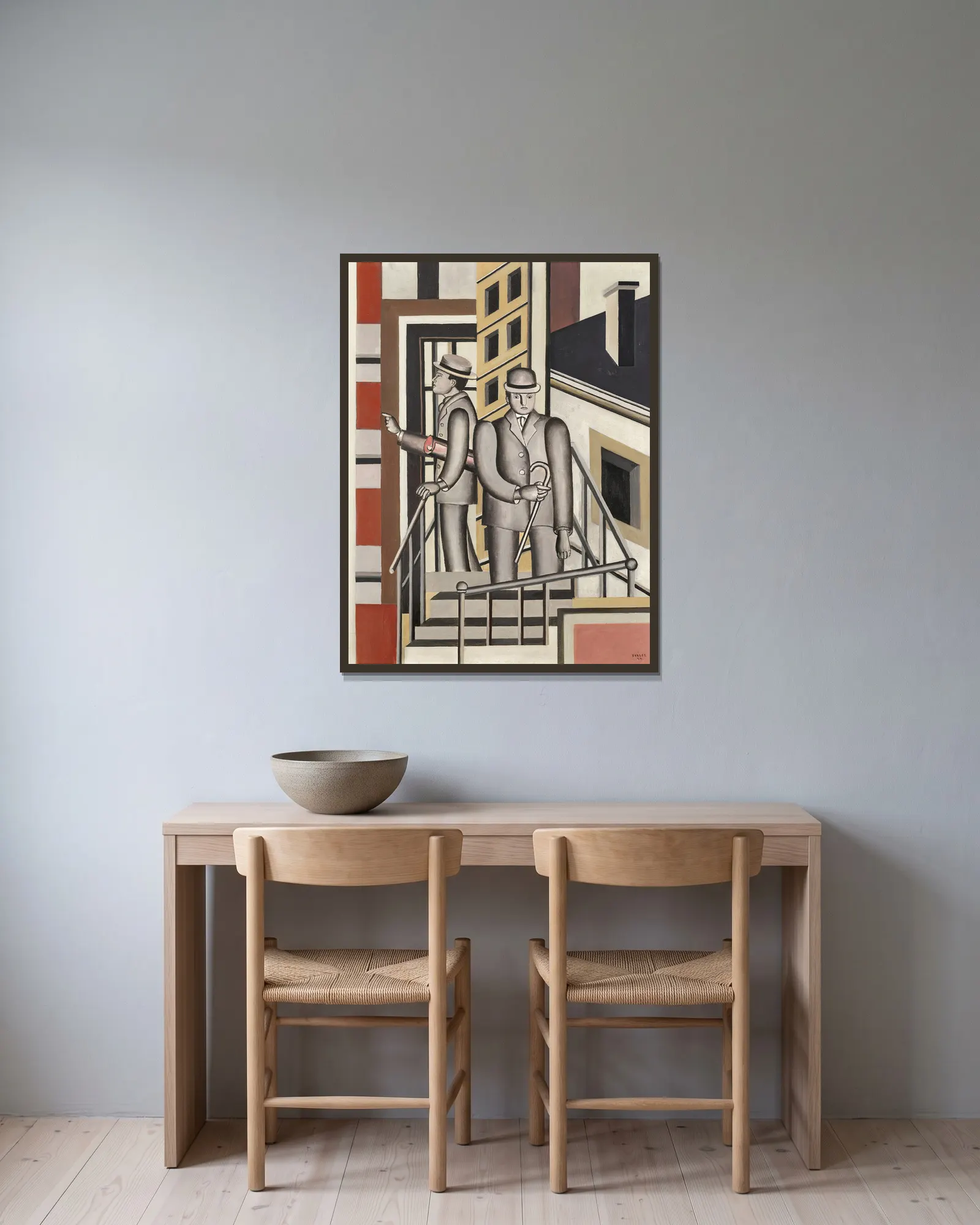 Paysage animé av Fernand Léger inramad på en vägg
