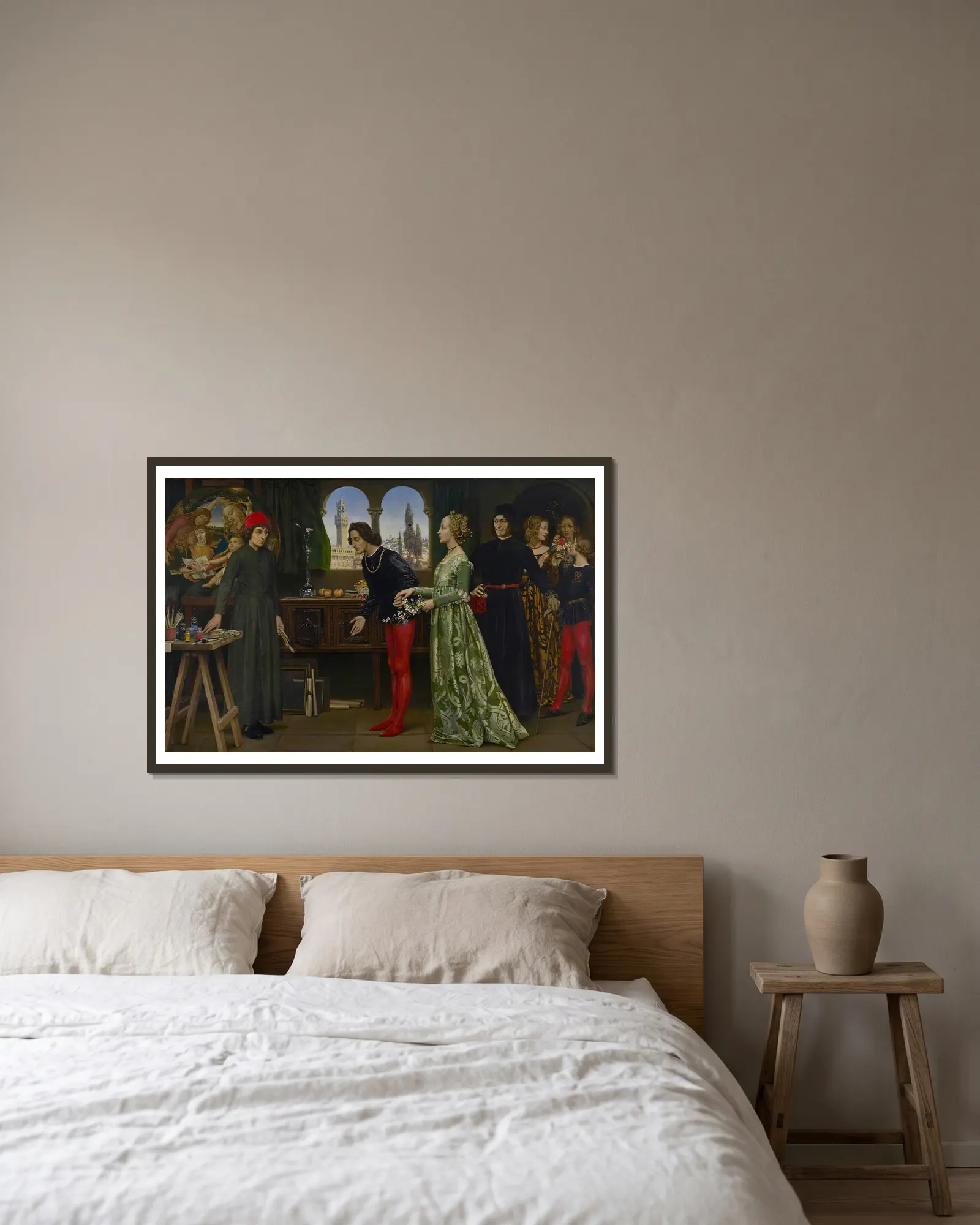 Botticelli’s Studio av Eleanor Fortescue-Brickdale inramad på en vägg