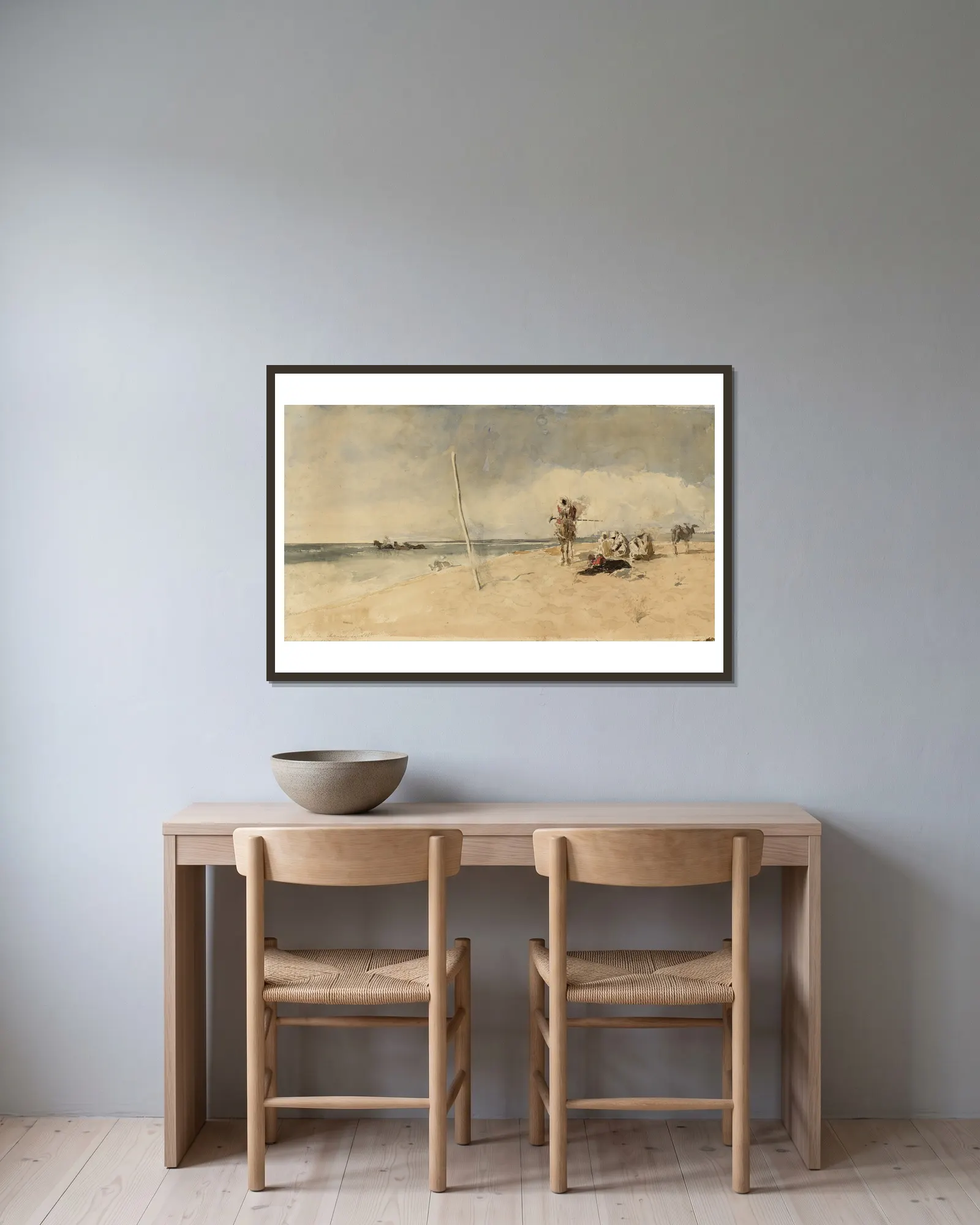 African Beach av Mariano Fortuny Marsal inramad på en vägg