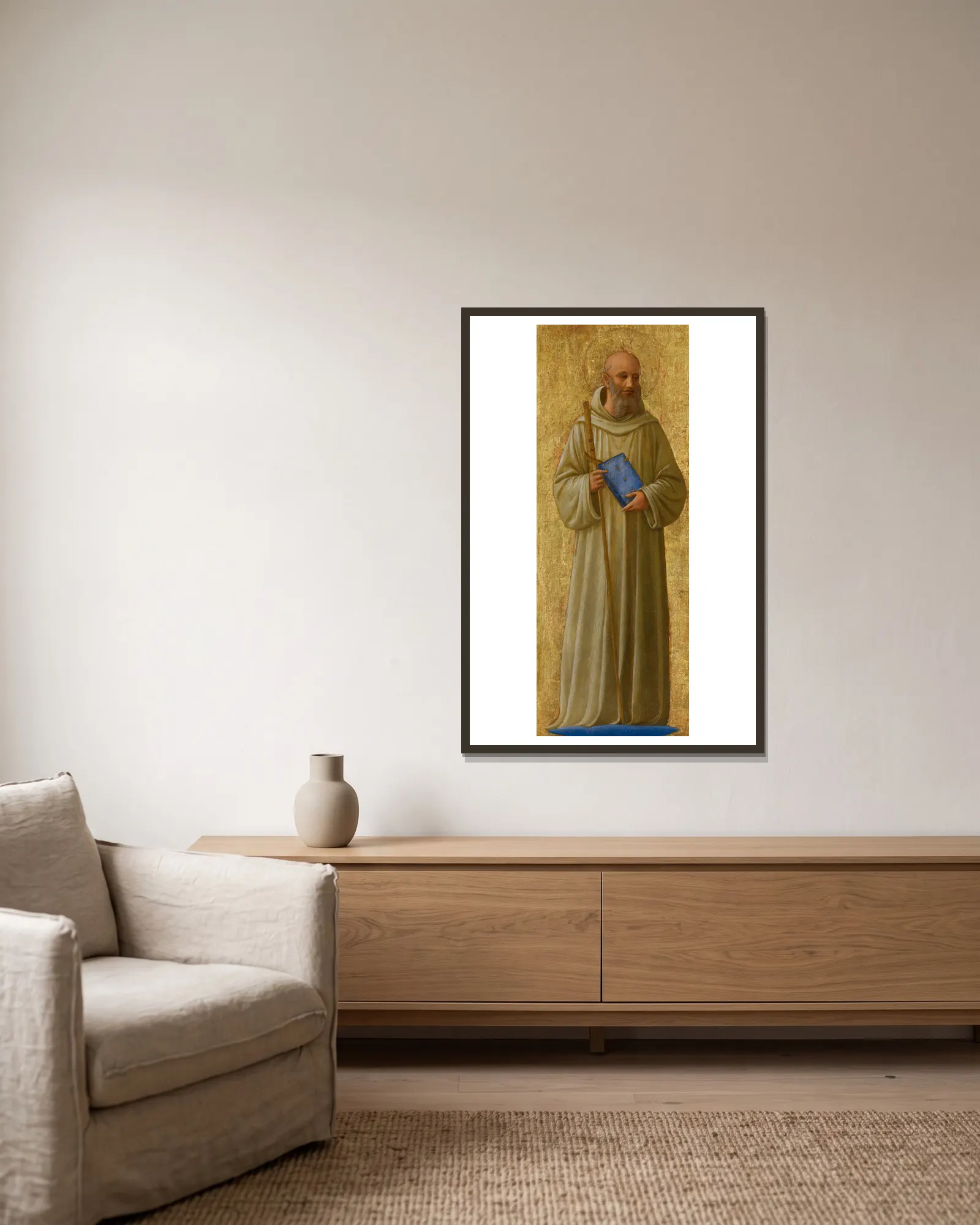 Saint Romuald av Fra Angelico inramad på en vägg