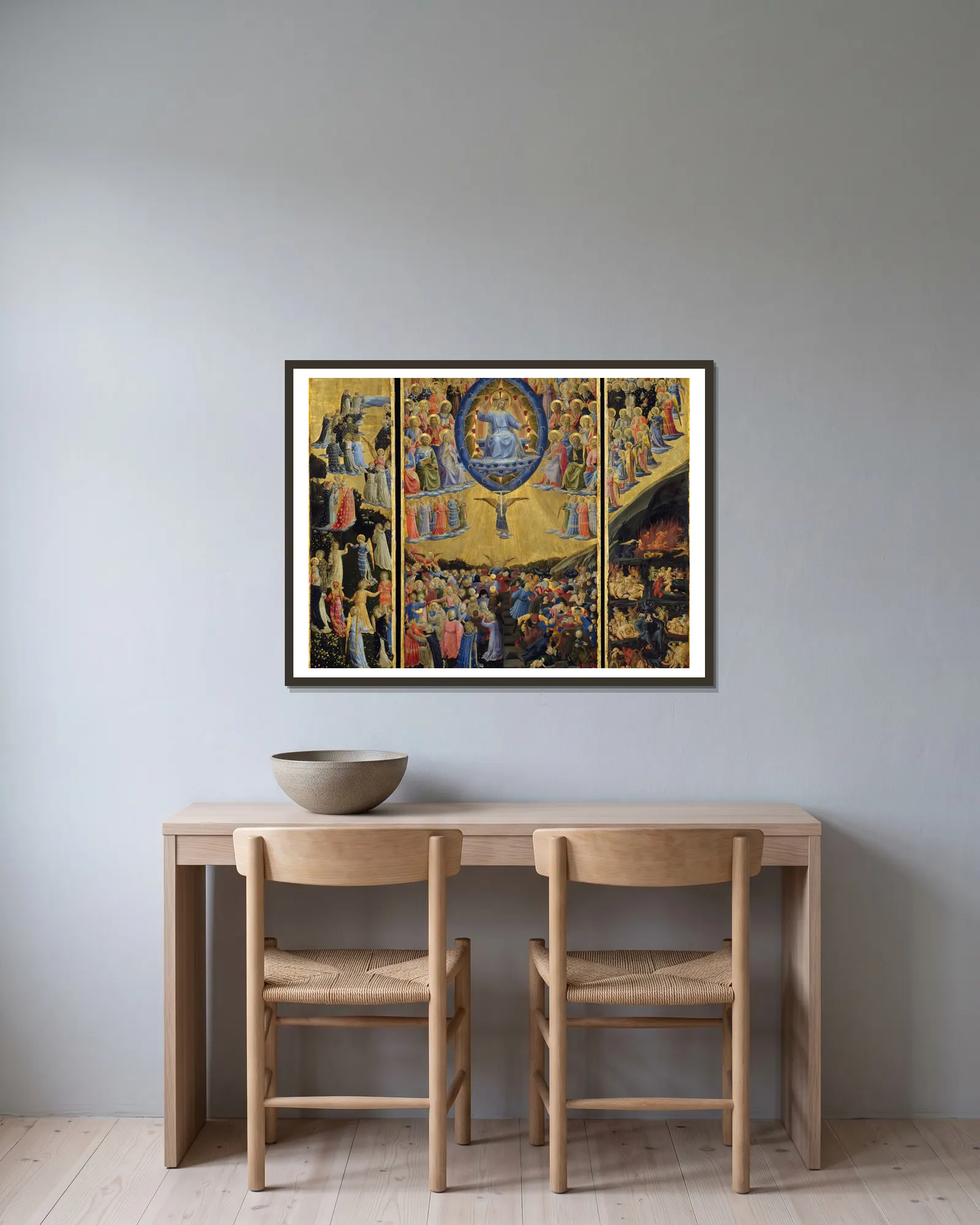 The Last Judgement av Fra Angelico inramad på en vägg