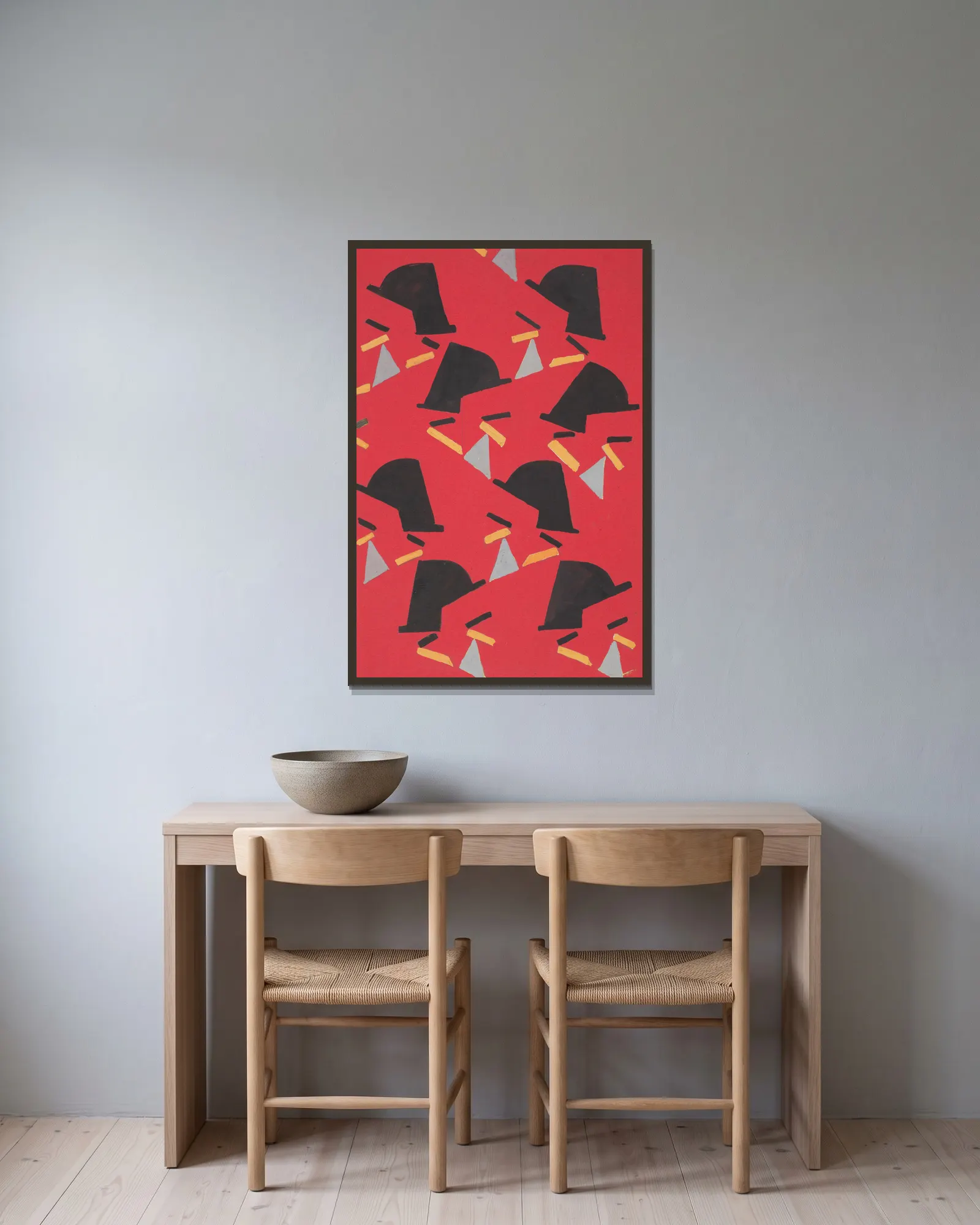 Untitled (Textile design no II) av Frances Hodgkins inramad på en vägg