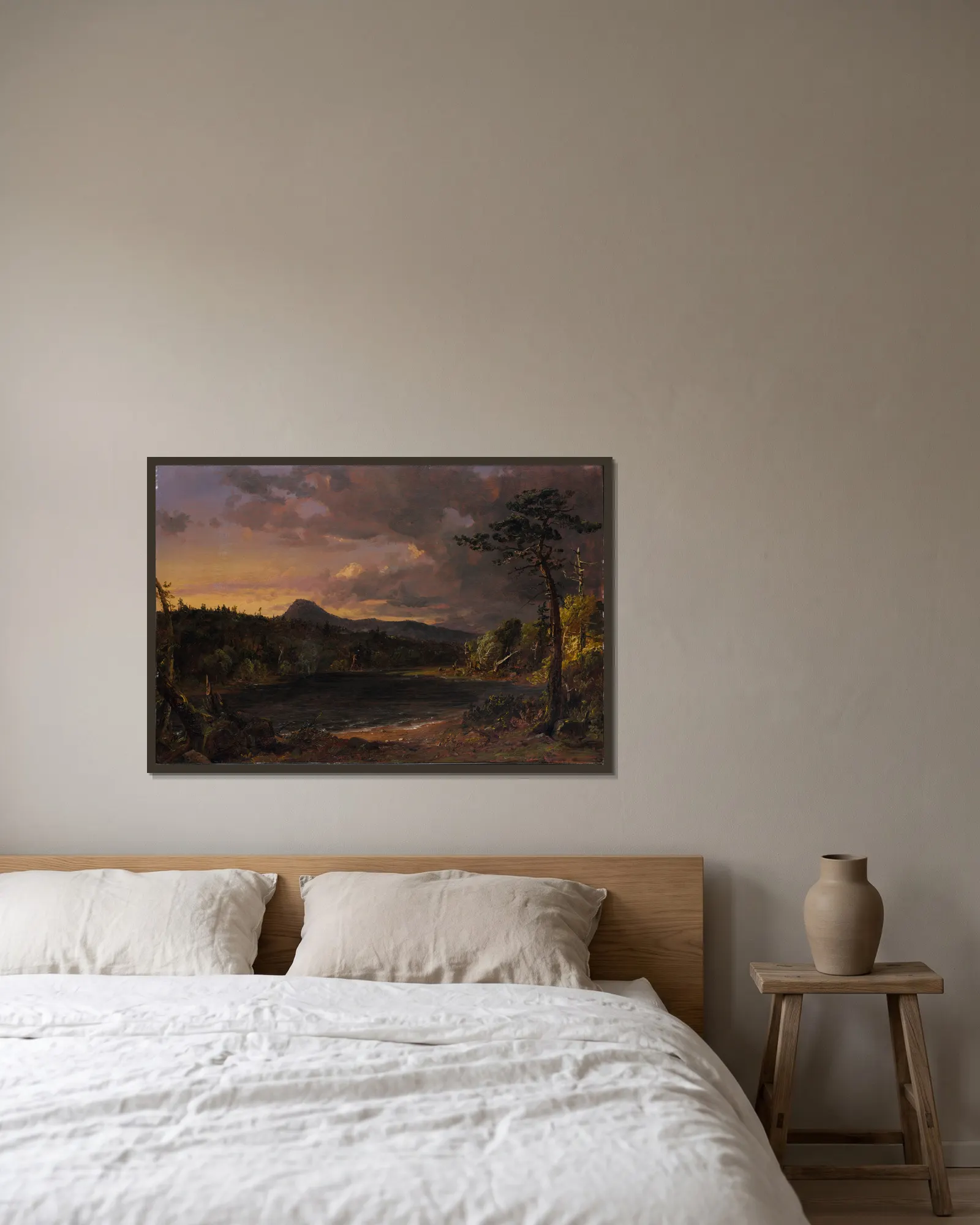 Catskill Creek av Jasper Francis Cropsey inramad på en vägg