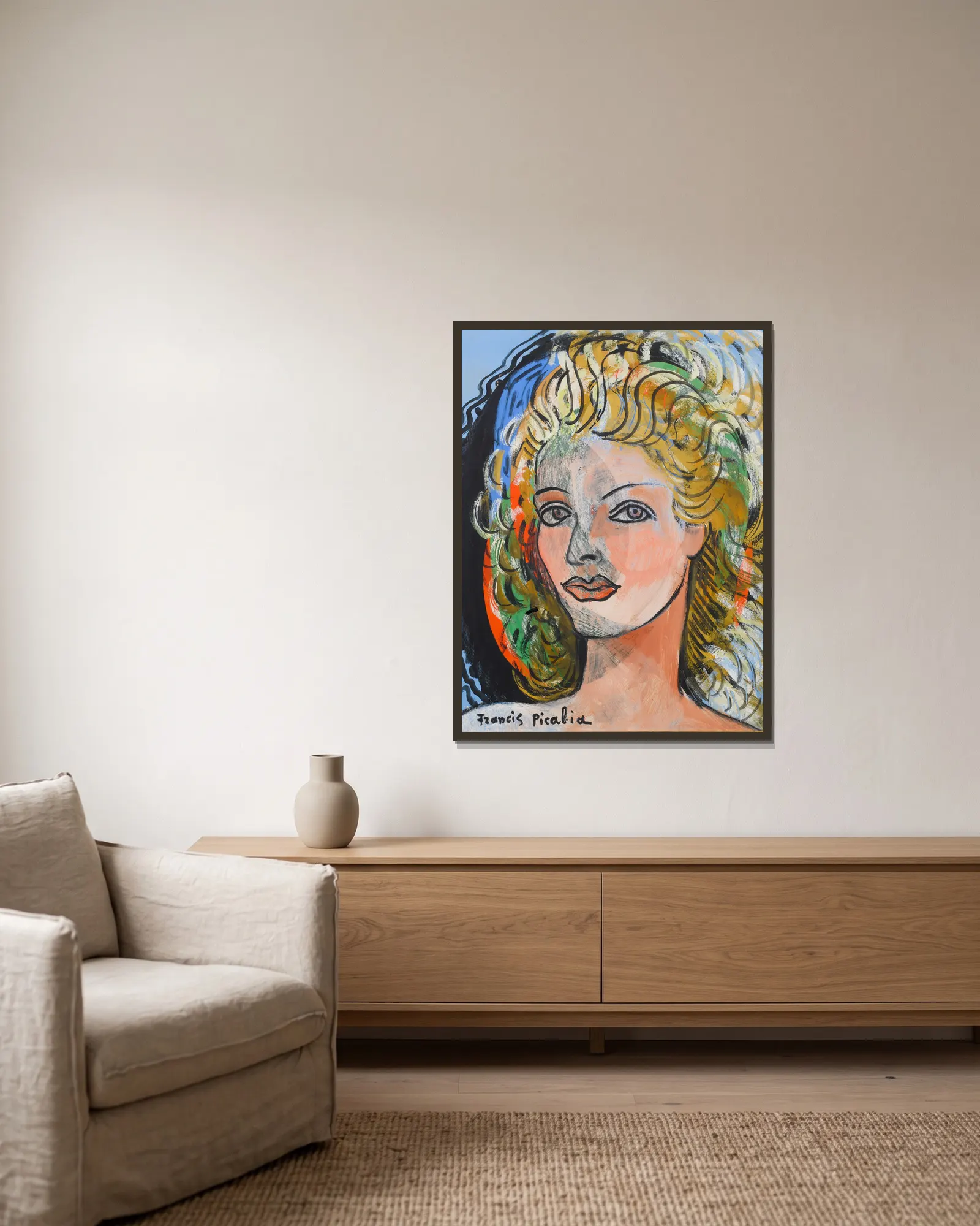La blonde av Francis Picabia inramad på en vägg