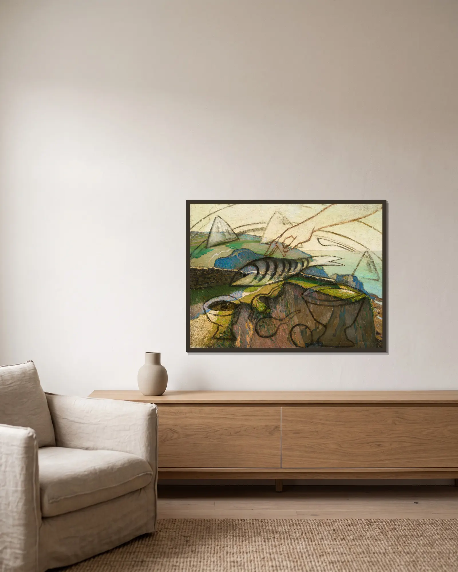 Le Zèbre av Francis Picabia inramad på en vägg