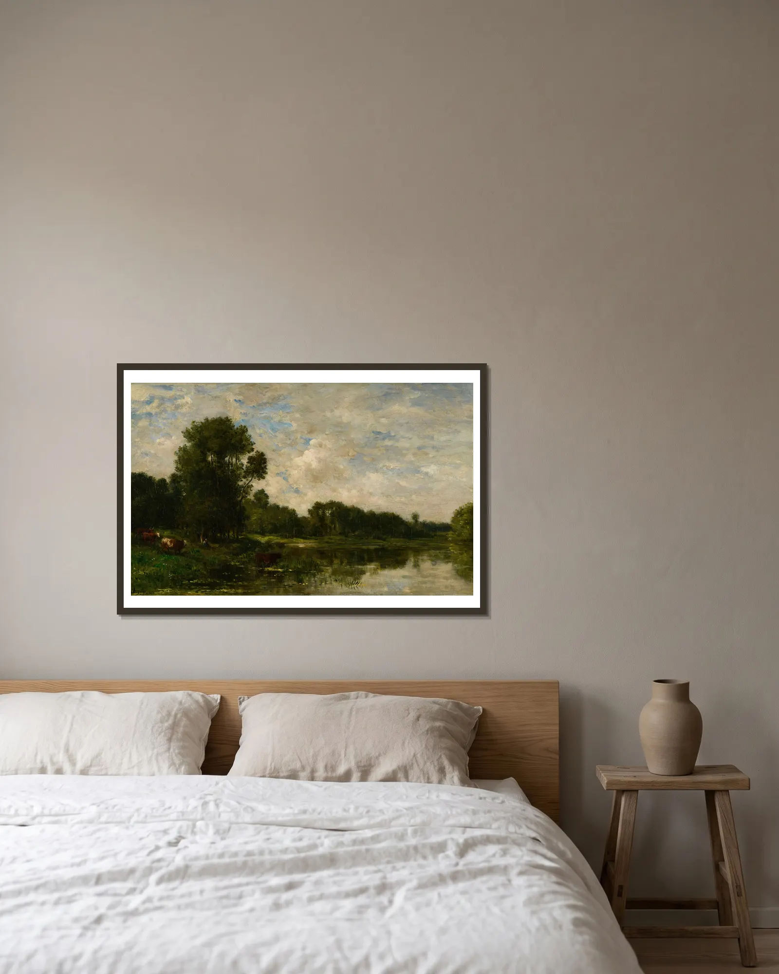 Bords de l’Oise, 1860 – nr 2 av Charles François Daubigny inramad på en vägg
