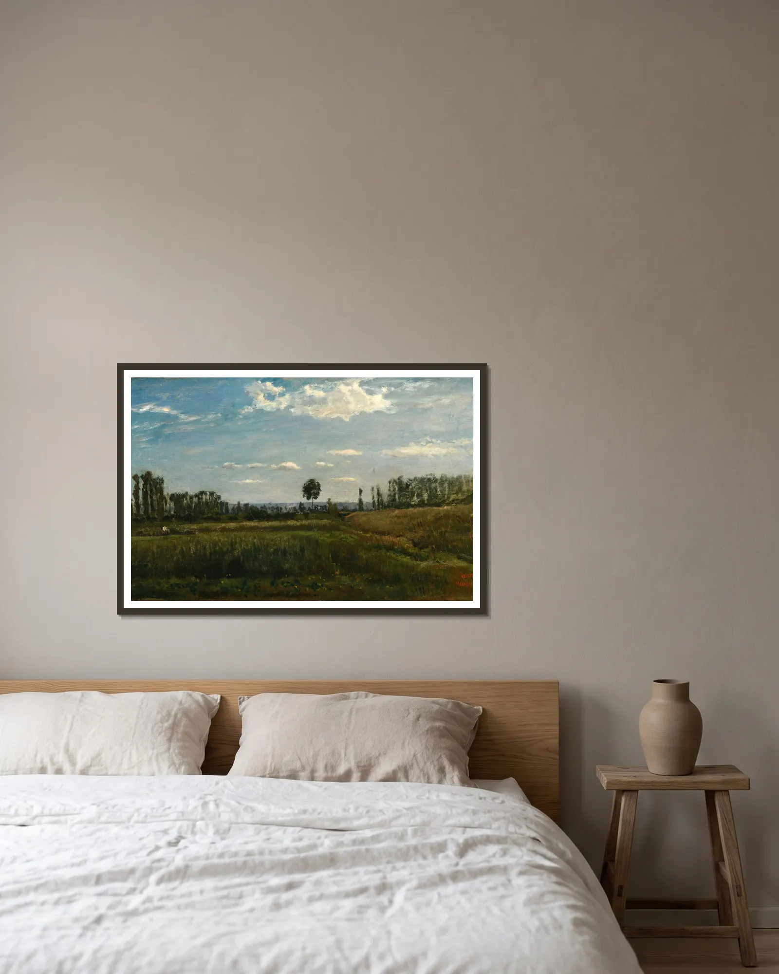 Paysage av Charles François Daubigny inramad på en vägg
