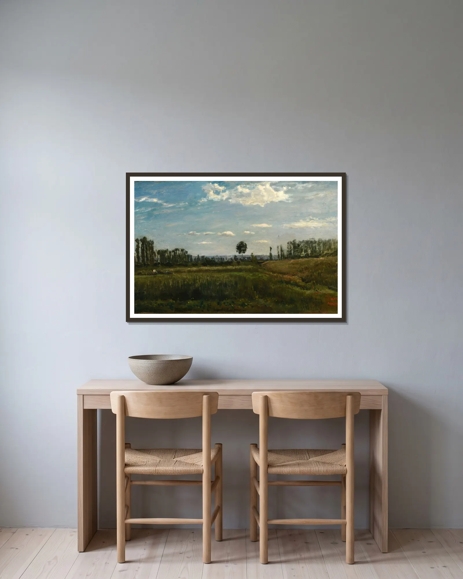 Paysage av Charles François Daubigny inramad på en vägg