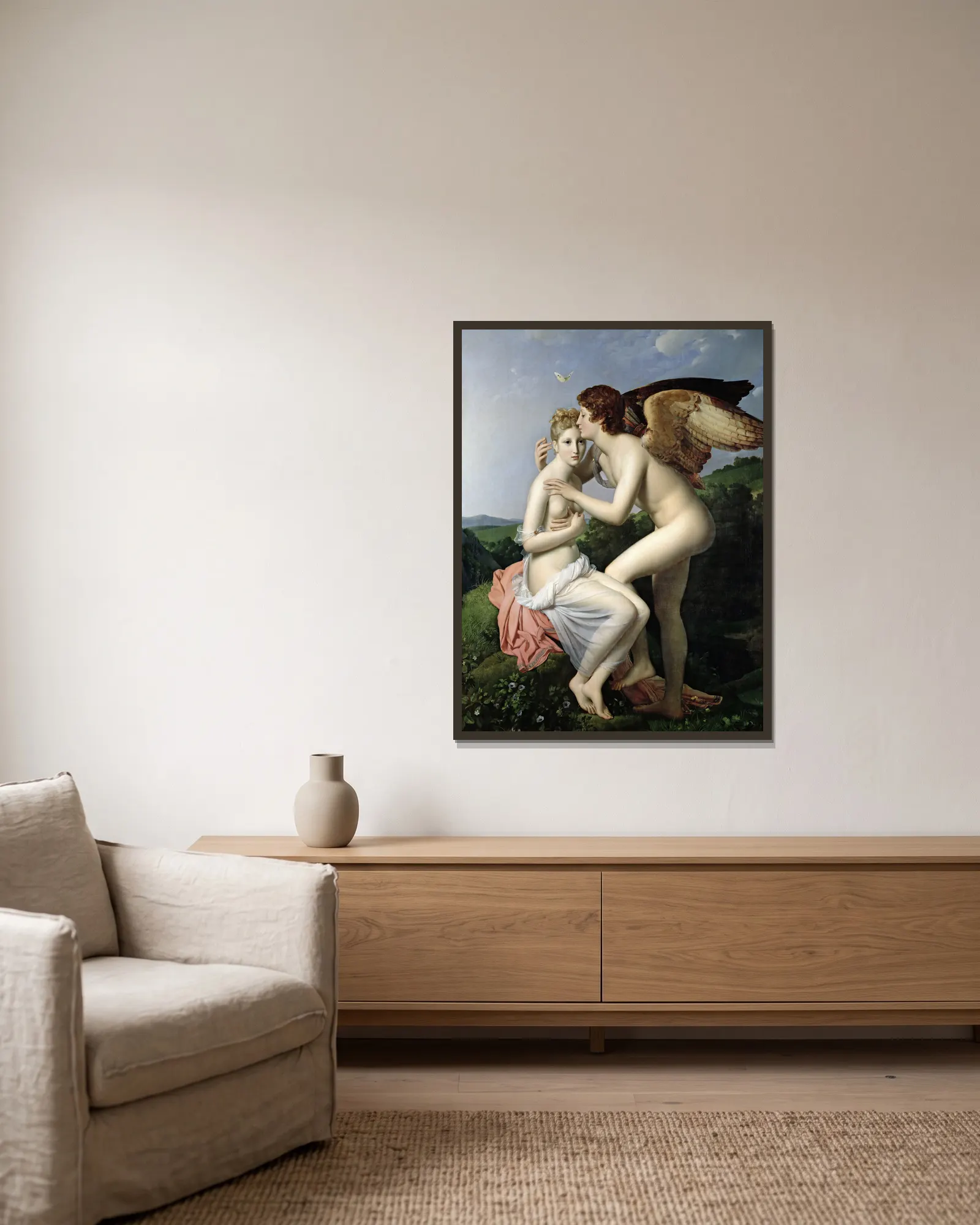 Cupid And Psyche av François Gérard inramad på en vägg