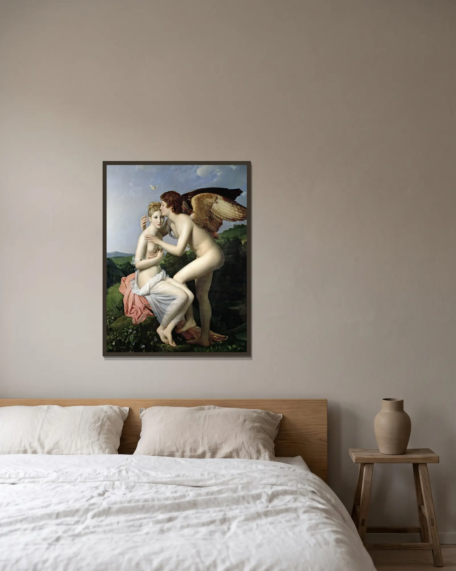 Cupid And Psyche av François Gérard inramad på en vägg