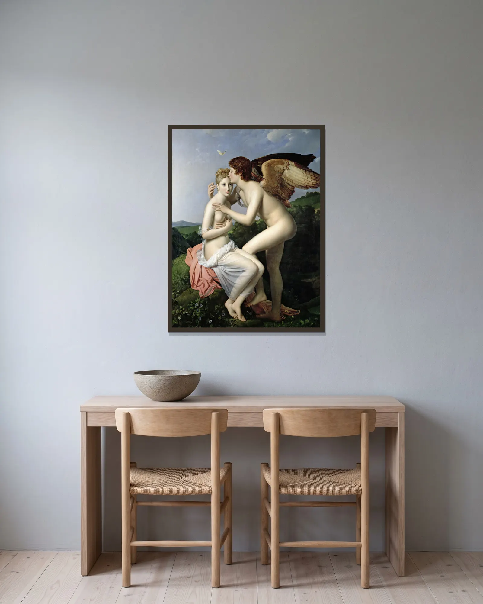 Cupid And Psyche av François Gérard inramad på en vägg