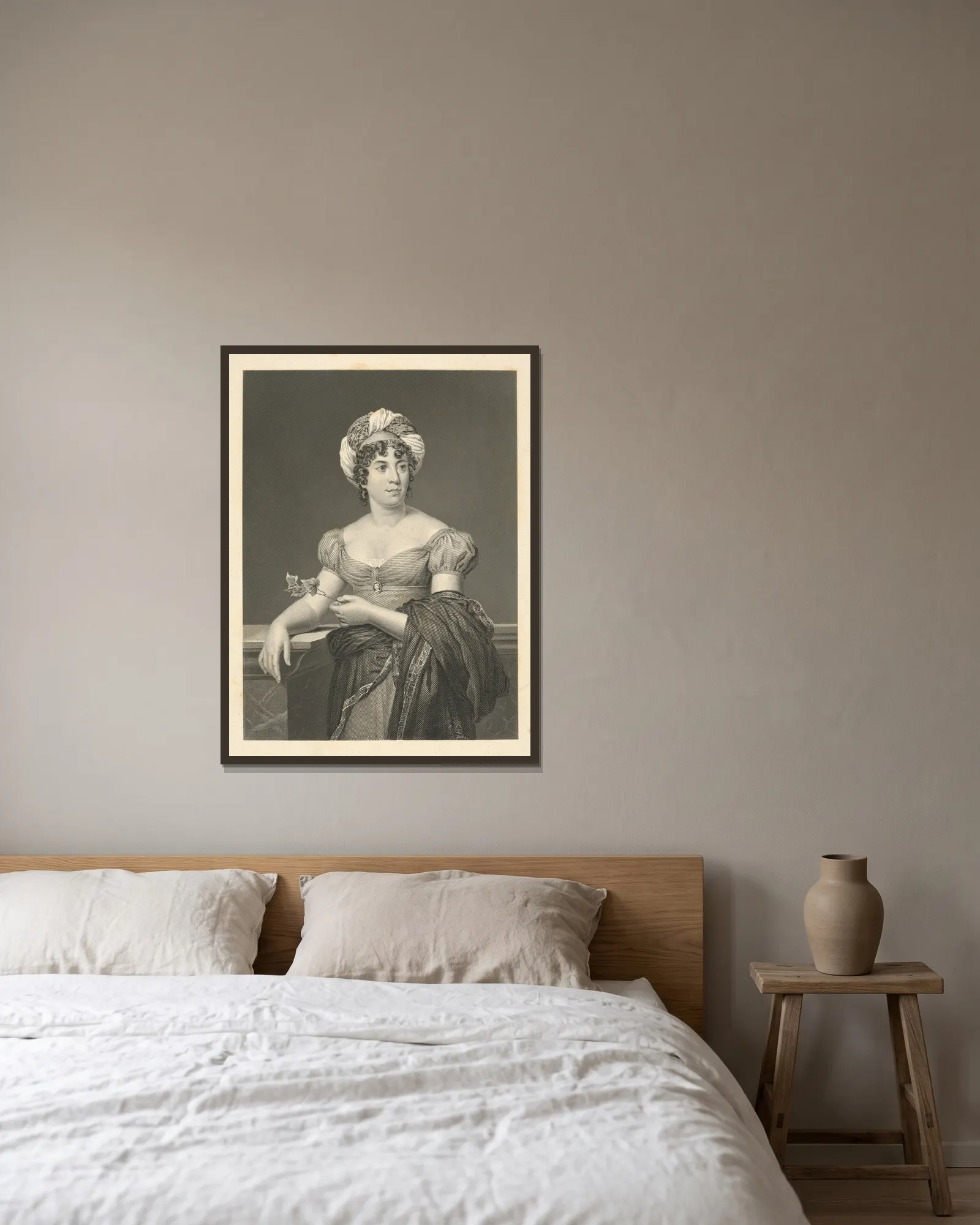 Madam de Stael av François Gérard inramad på en vägg
