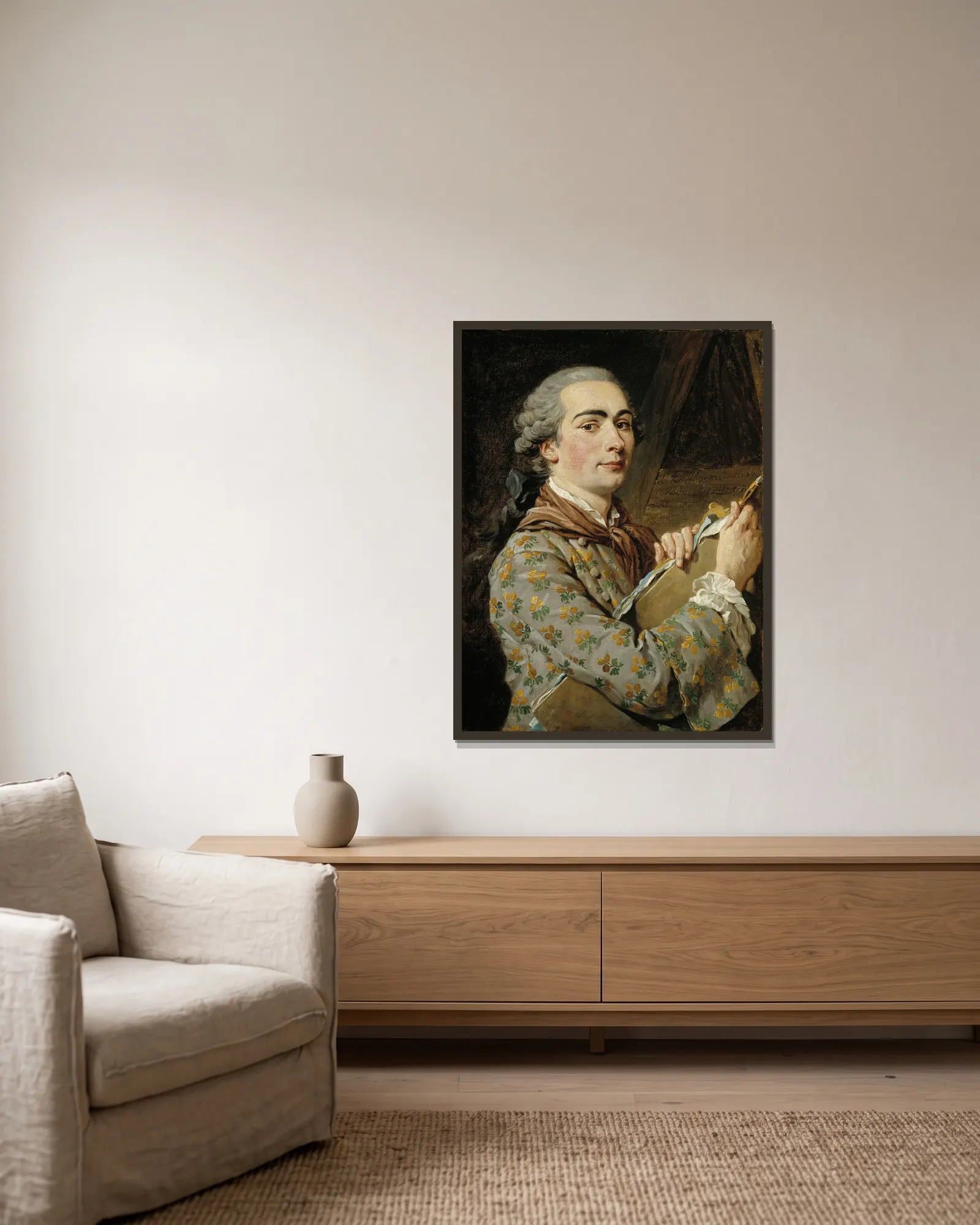 Self-Portrait av Louis-Jean-François Lagrenée inramad på en vägg