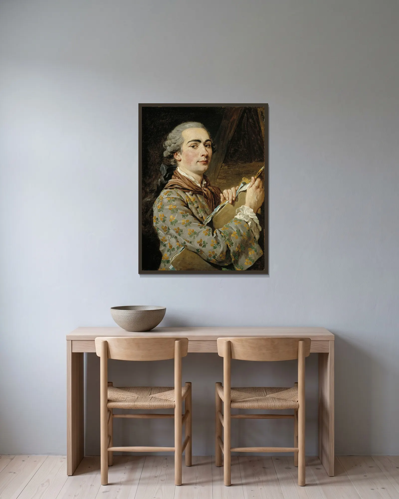 Self-Portrait av Louis-Jean-François Lagrenée inramad på en vägg