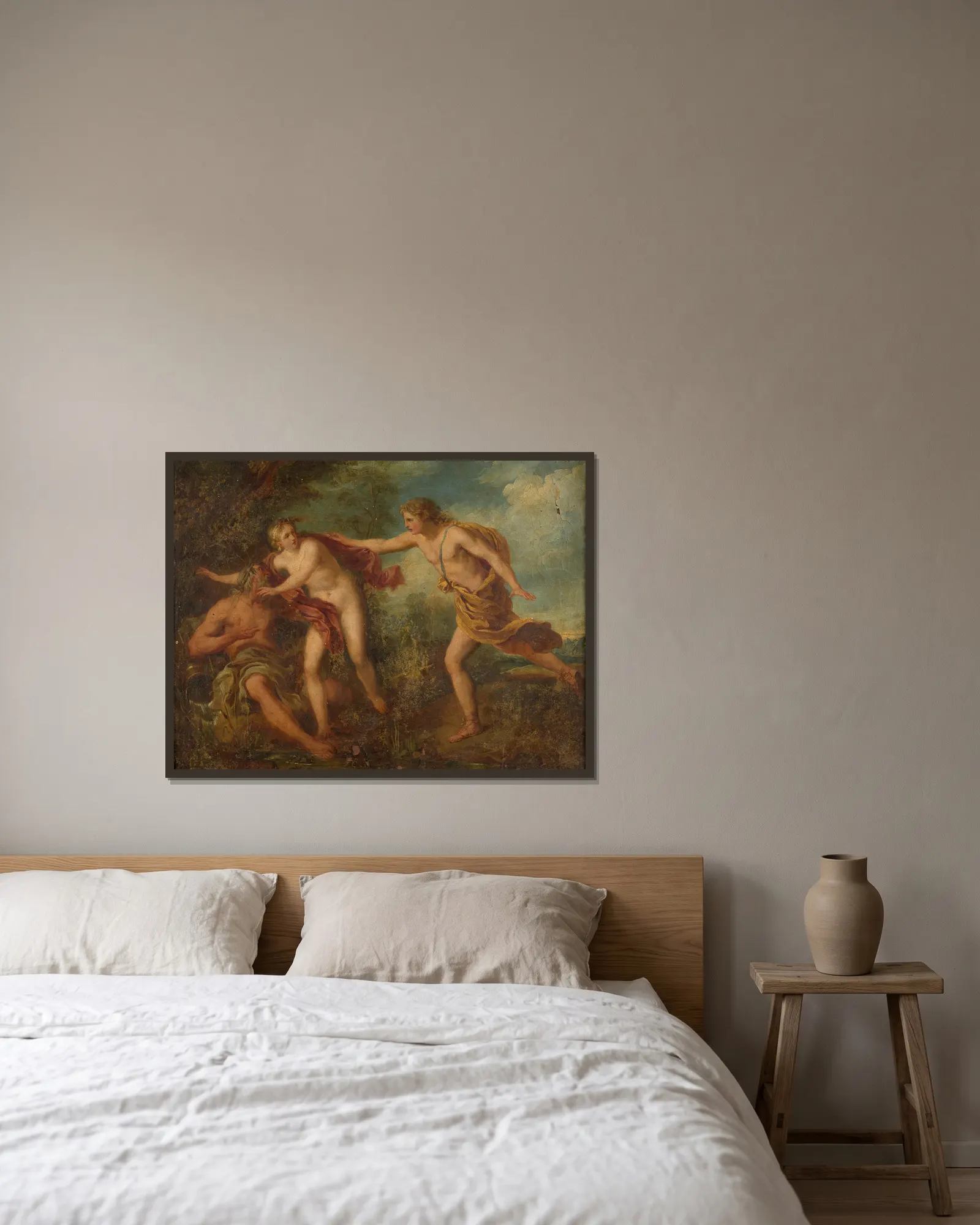 Apollo and Daphne av François Lemoyne inramad på en vägg