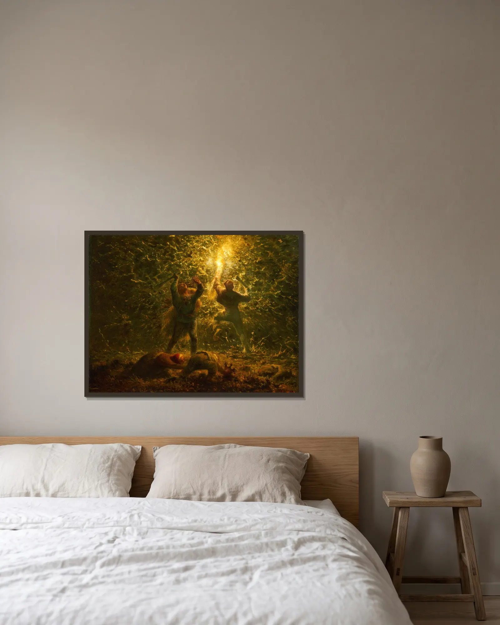 Bird’s-Nesters av Jean-François Millet inramad på en vägg