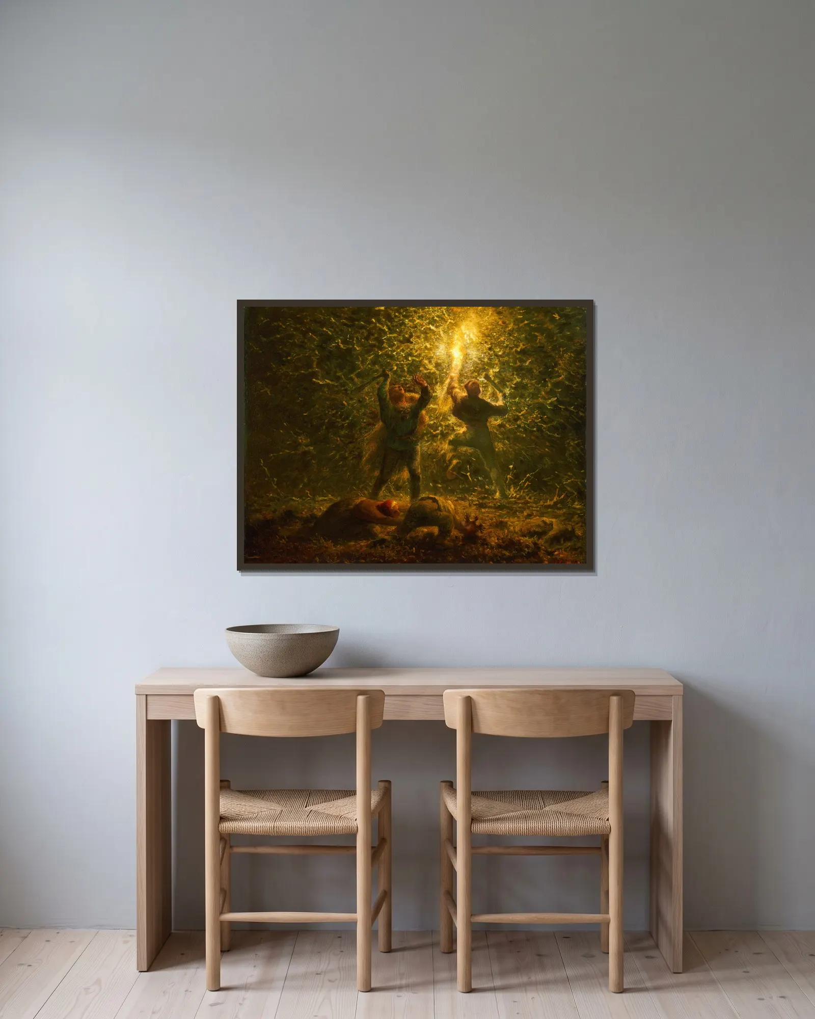 Bird’s-Nesters av Jean-François Millet inramad på en vägg