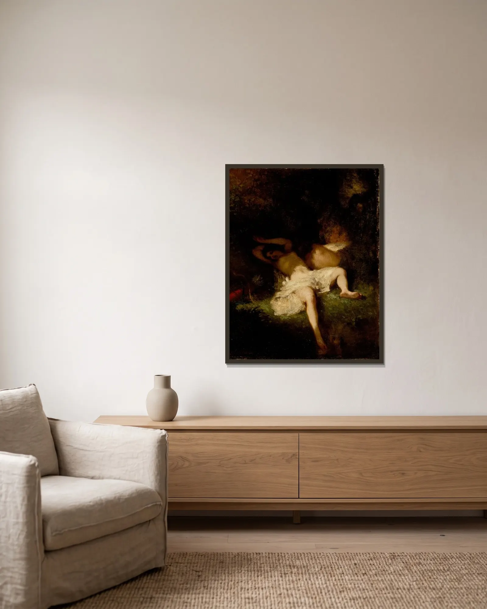 Diana Resting av Jean-François Millet inramad på en vägg