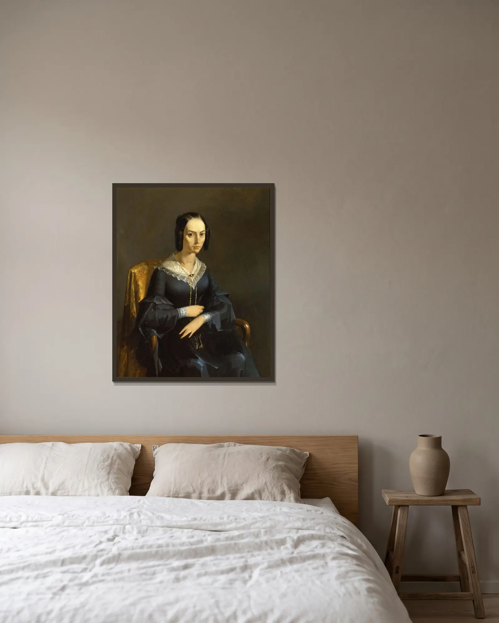 Madame Valmont av Jean-François Millet inramad på en vägg