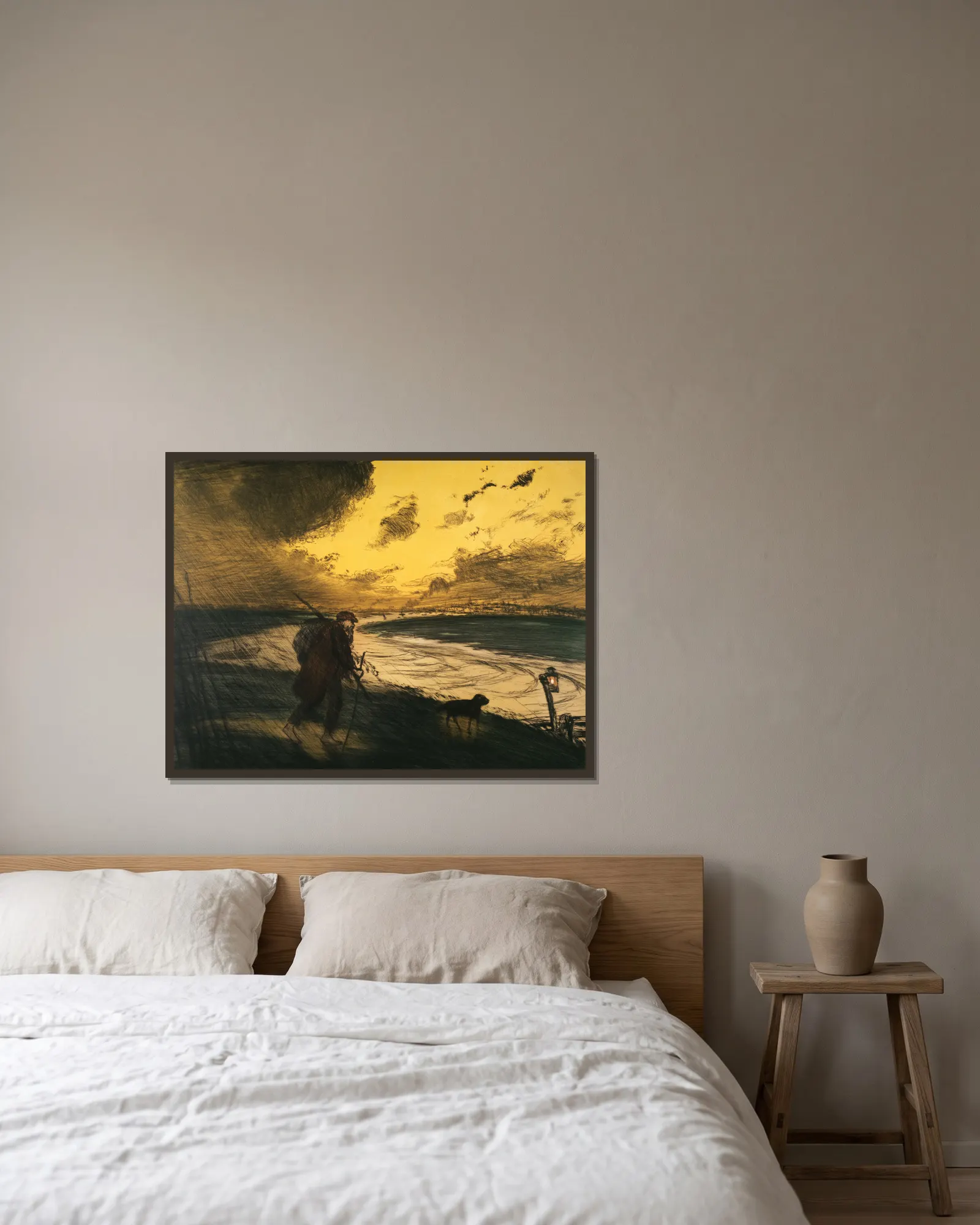 L’orage av Jean François Raffaëlli inramad på en vägg