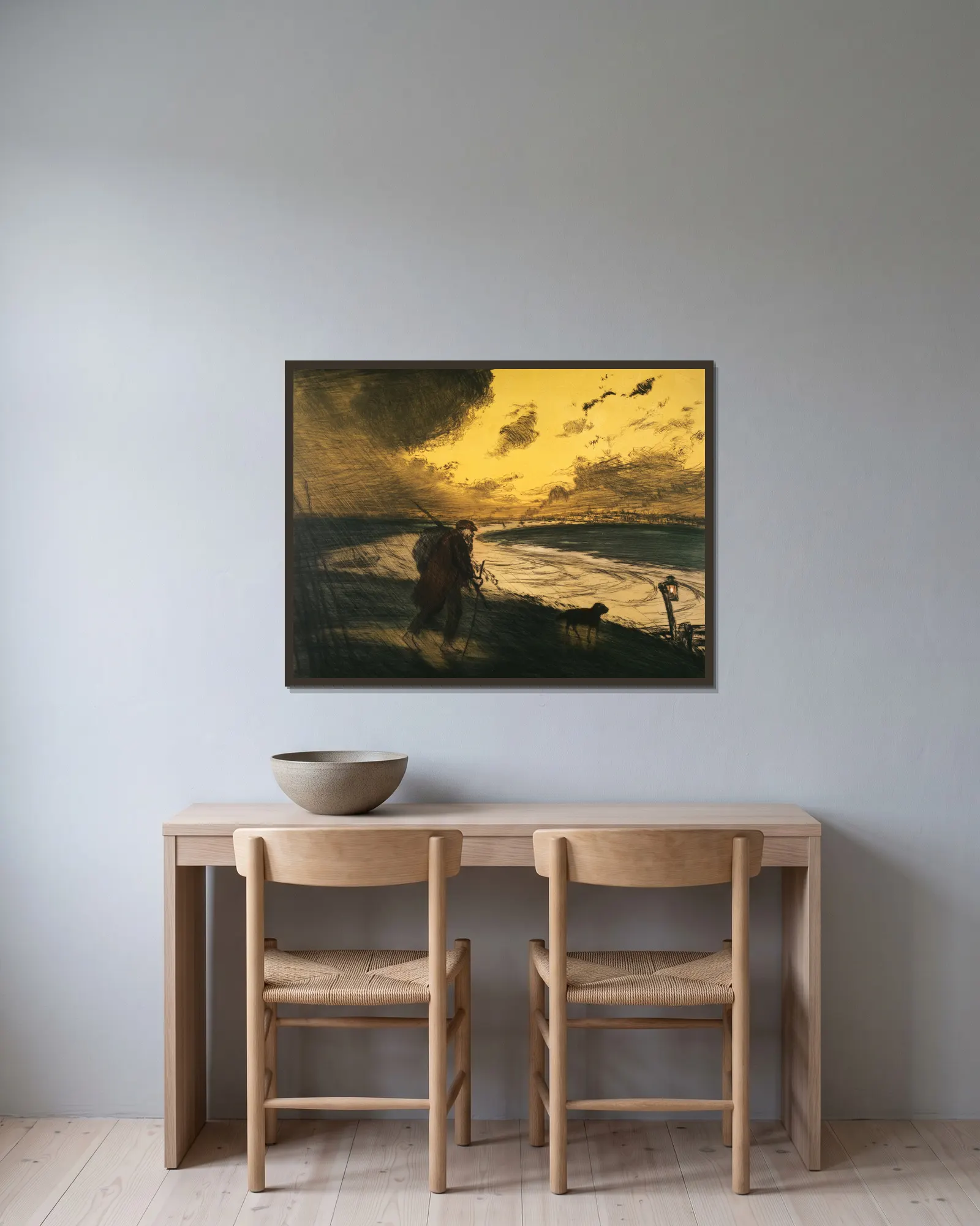 L’orage av Jean François Raffaëlli inramad på en vägg
