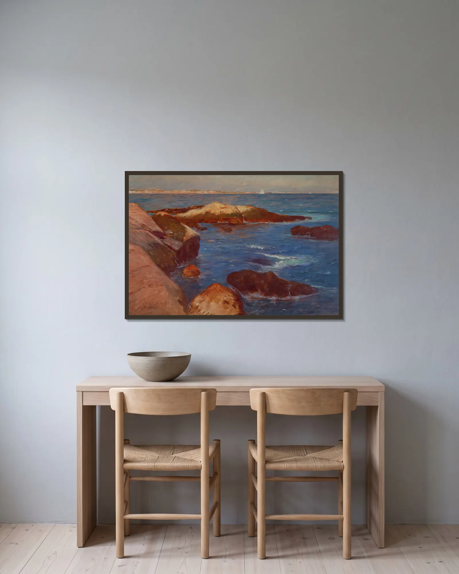 Marine av Frank Duveneck inramad på en vägg