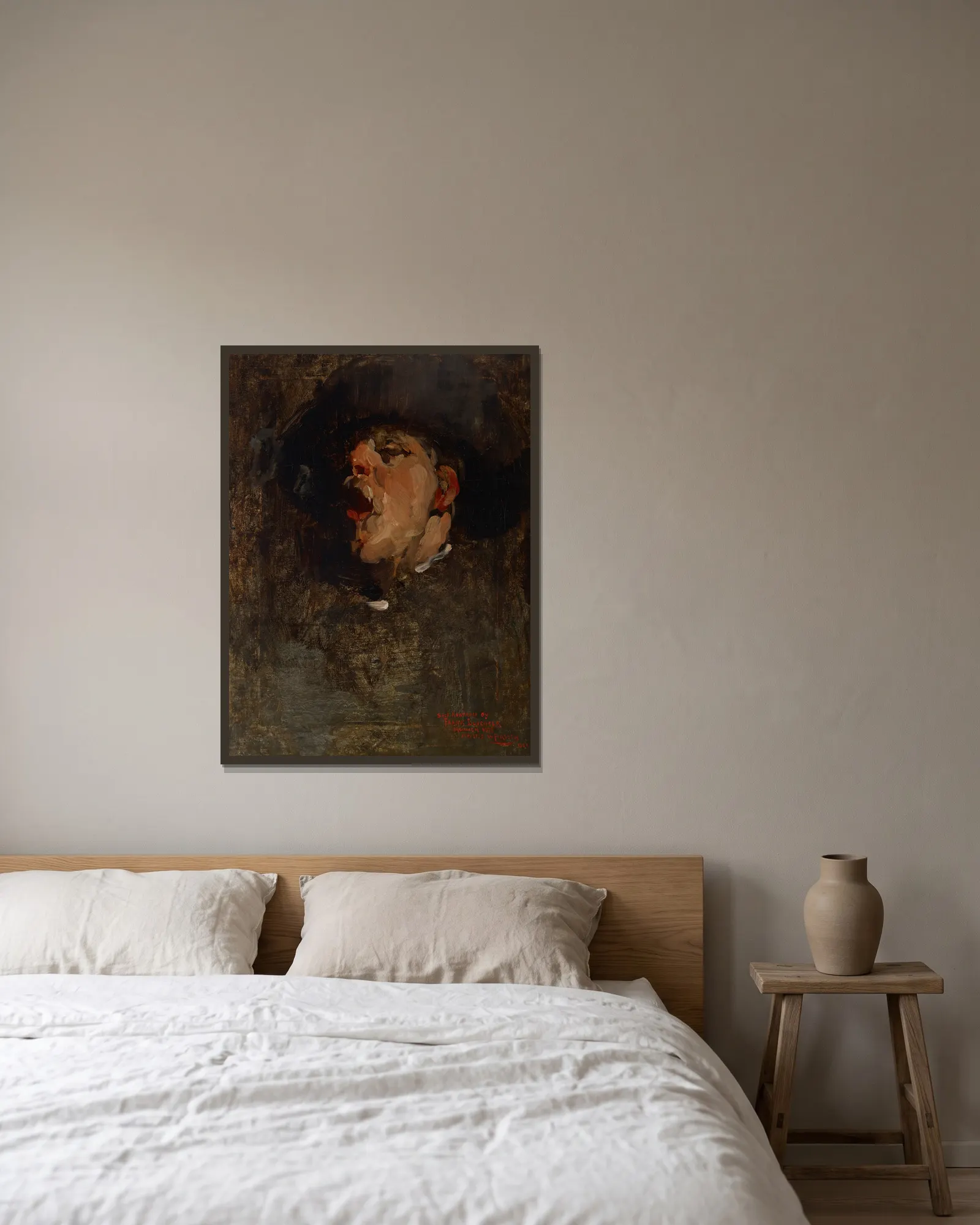 Self-Portrait av Frank Duveneck inramad på en vägg