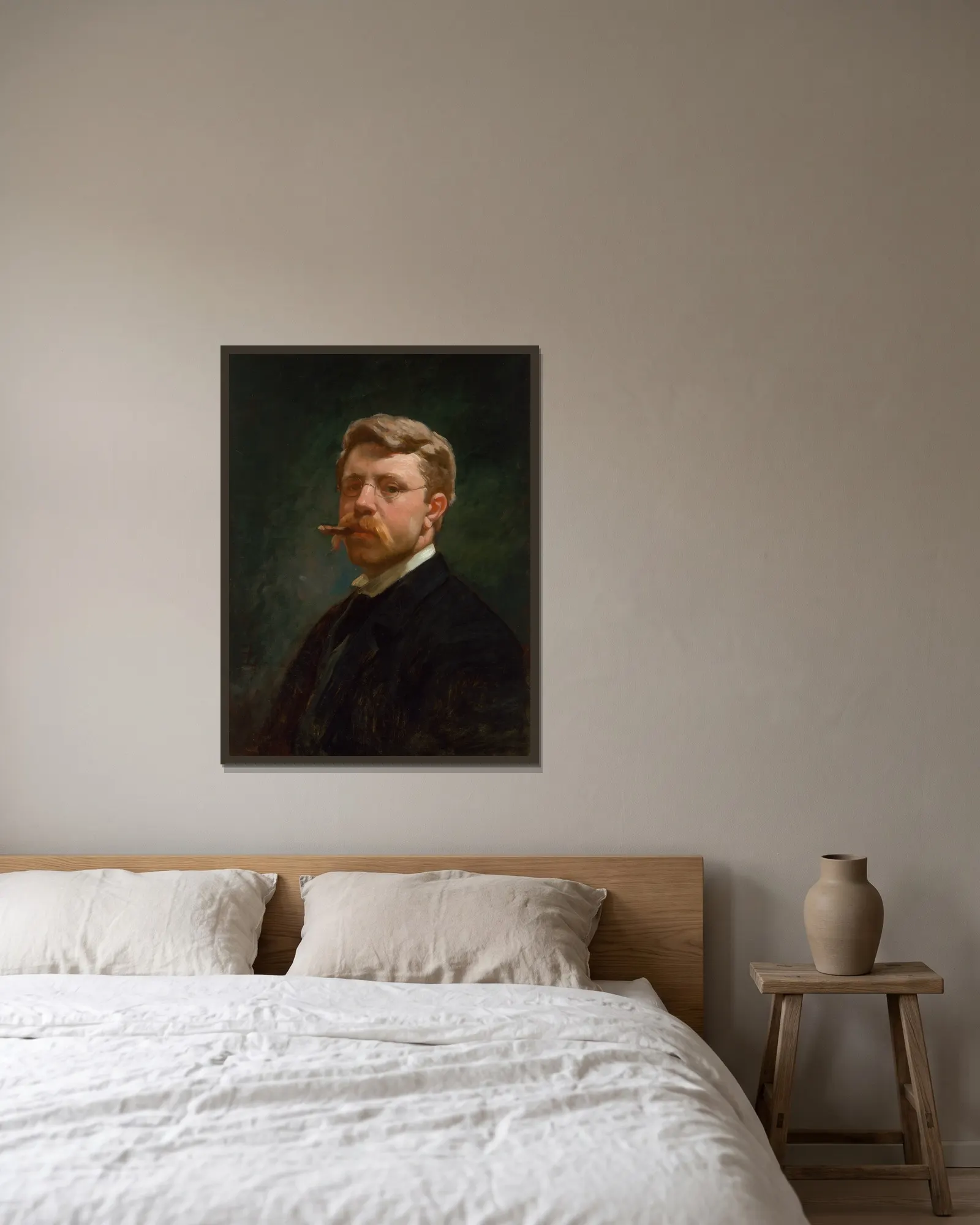 Self-Portrait, 1890 av Frank Duveneck inramad på en vägg