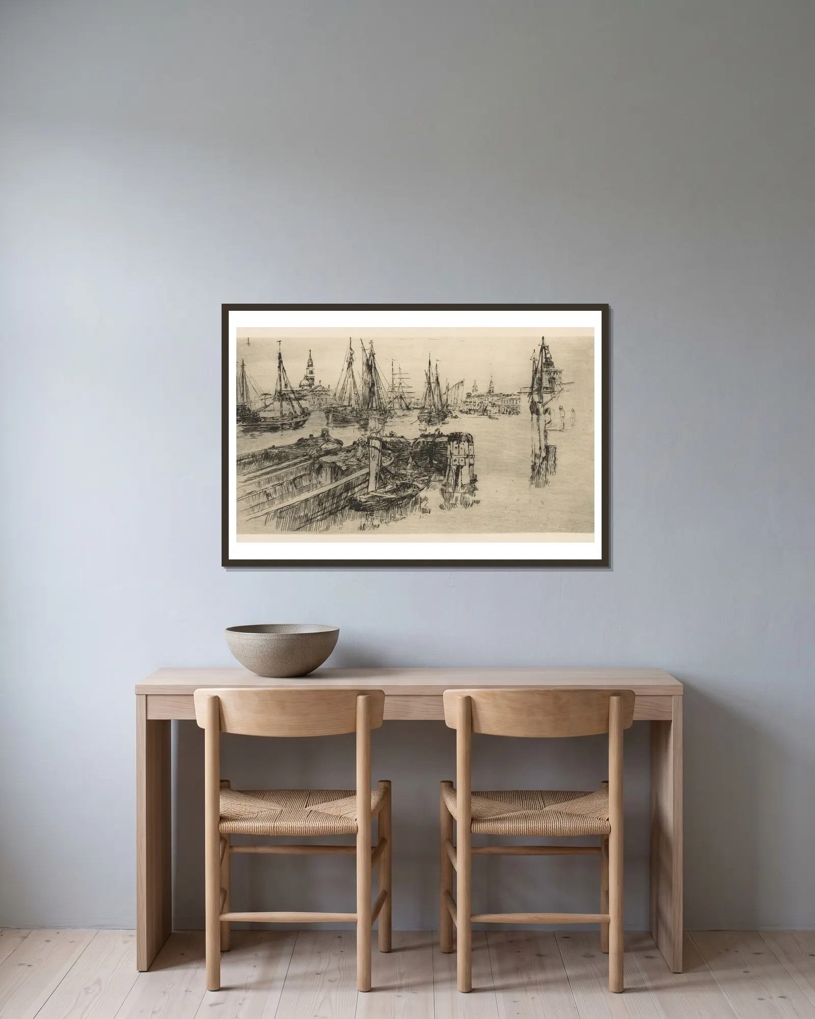 Shipping – On the Guidecca av Frank Duveneck inramad på en vägg