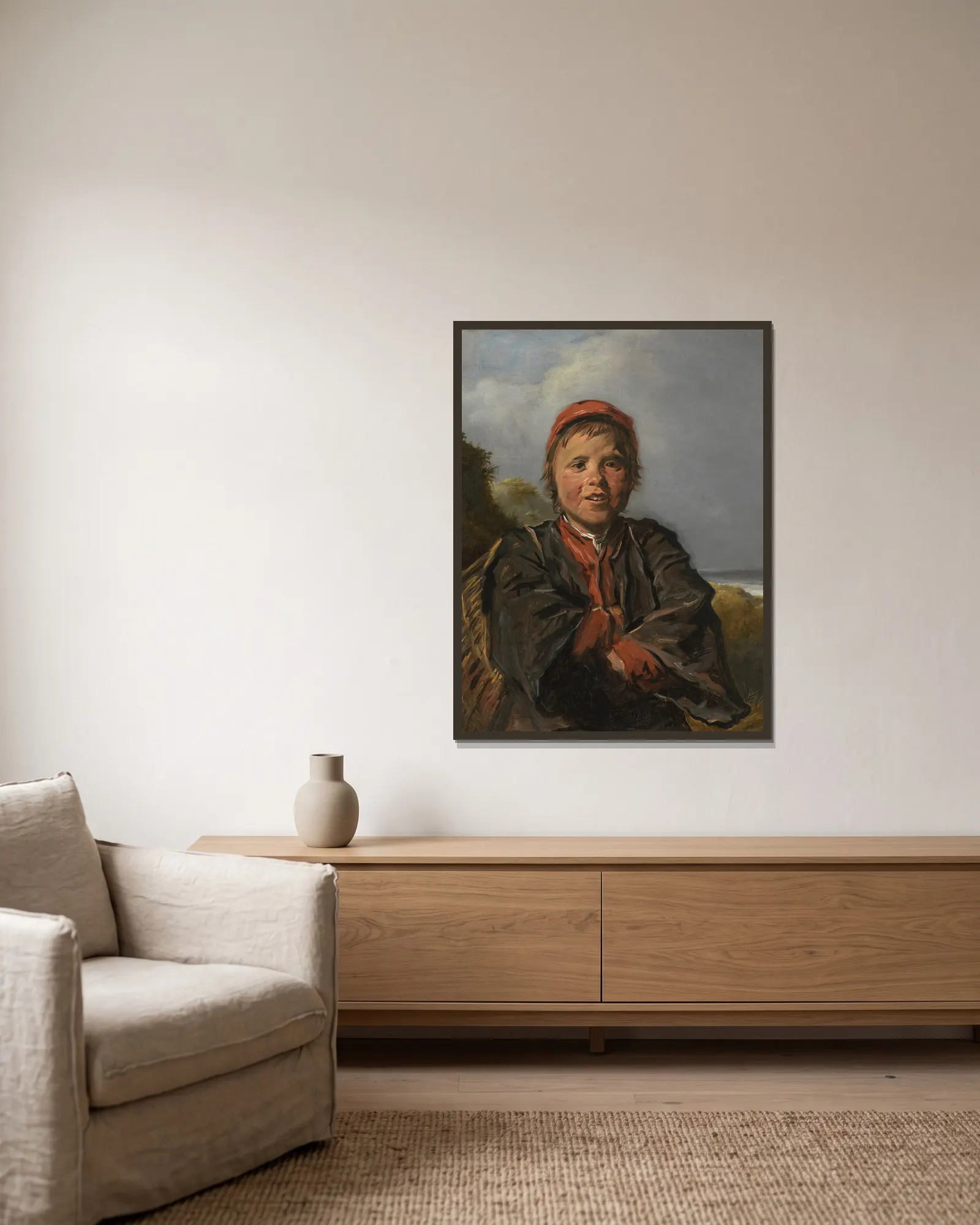 Fisherboy av Frans Hals inramad på en vägg