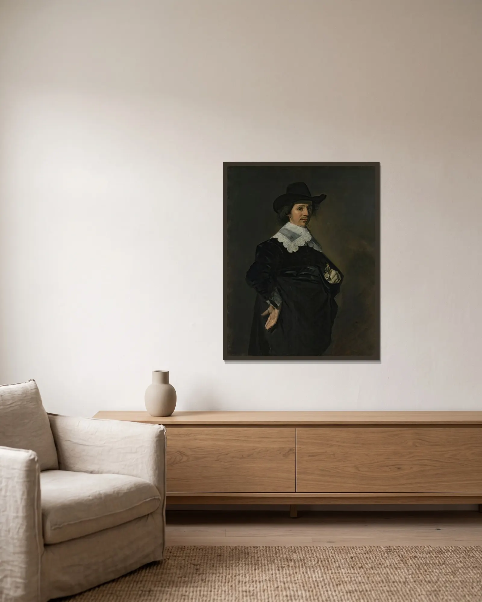Paulus Verschuur (1606–1667) av Frans Hals inramad på en vägg
