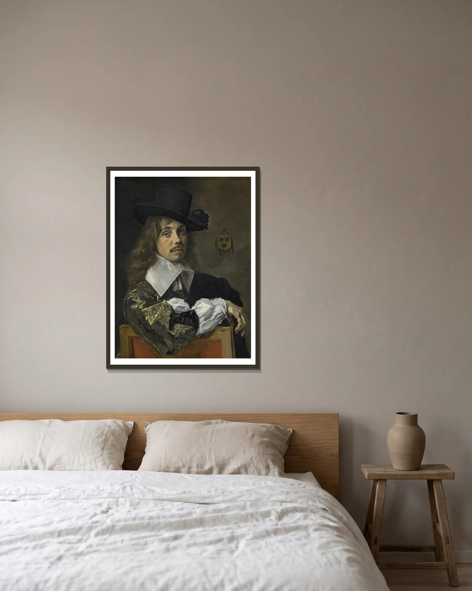 Willem Coymans av Frans Hals inramad på en vägg