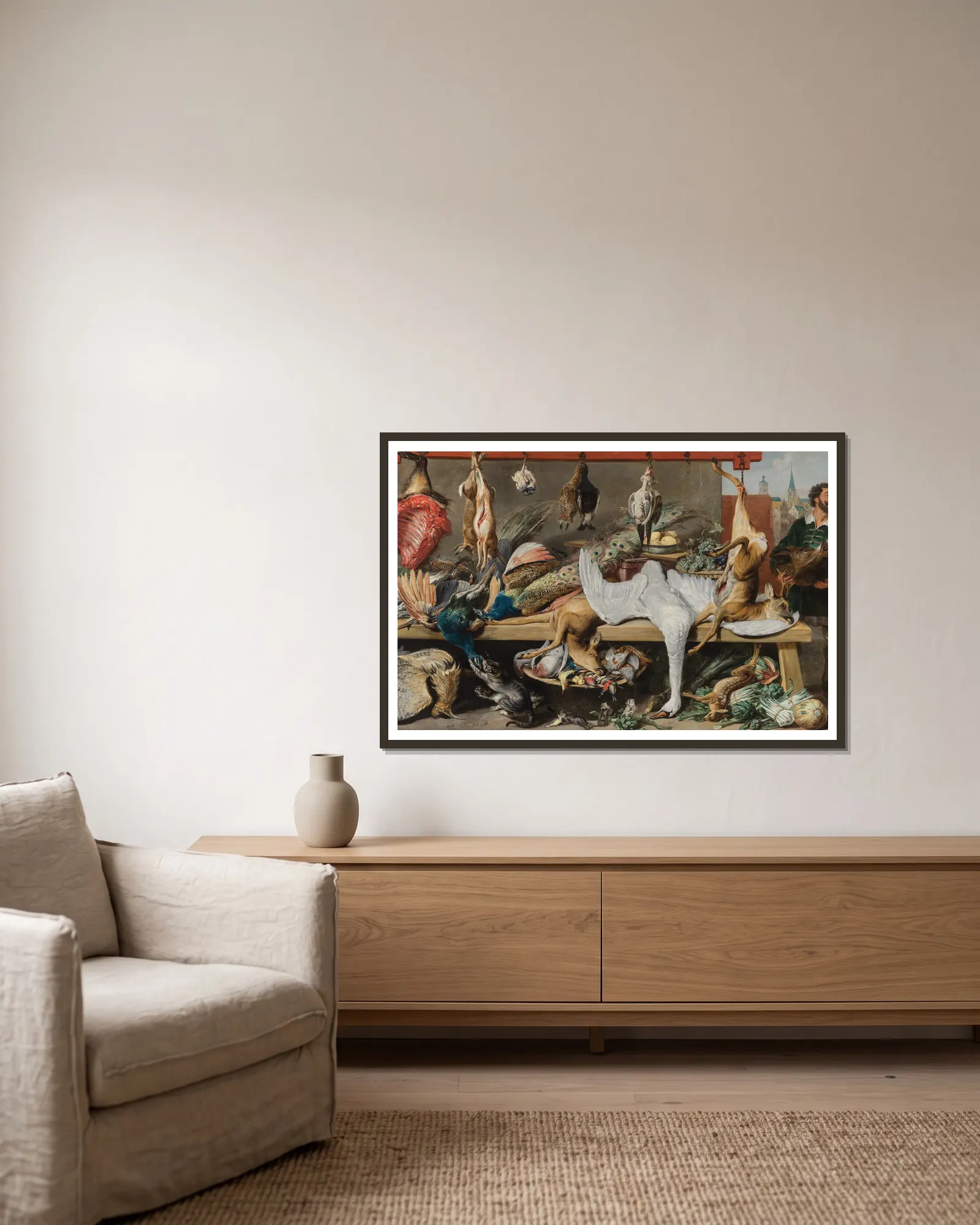 Game Market av Frans Snyders inramad på en vägg