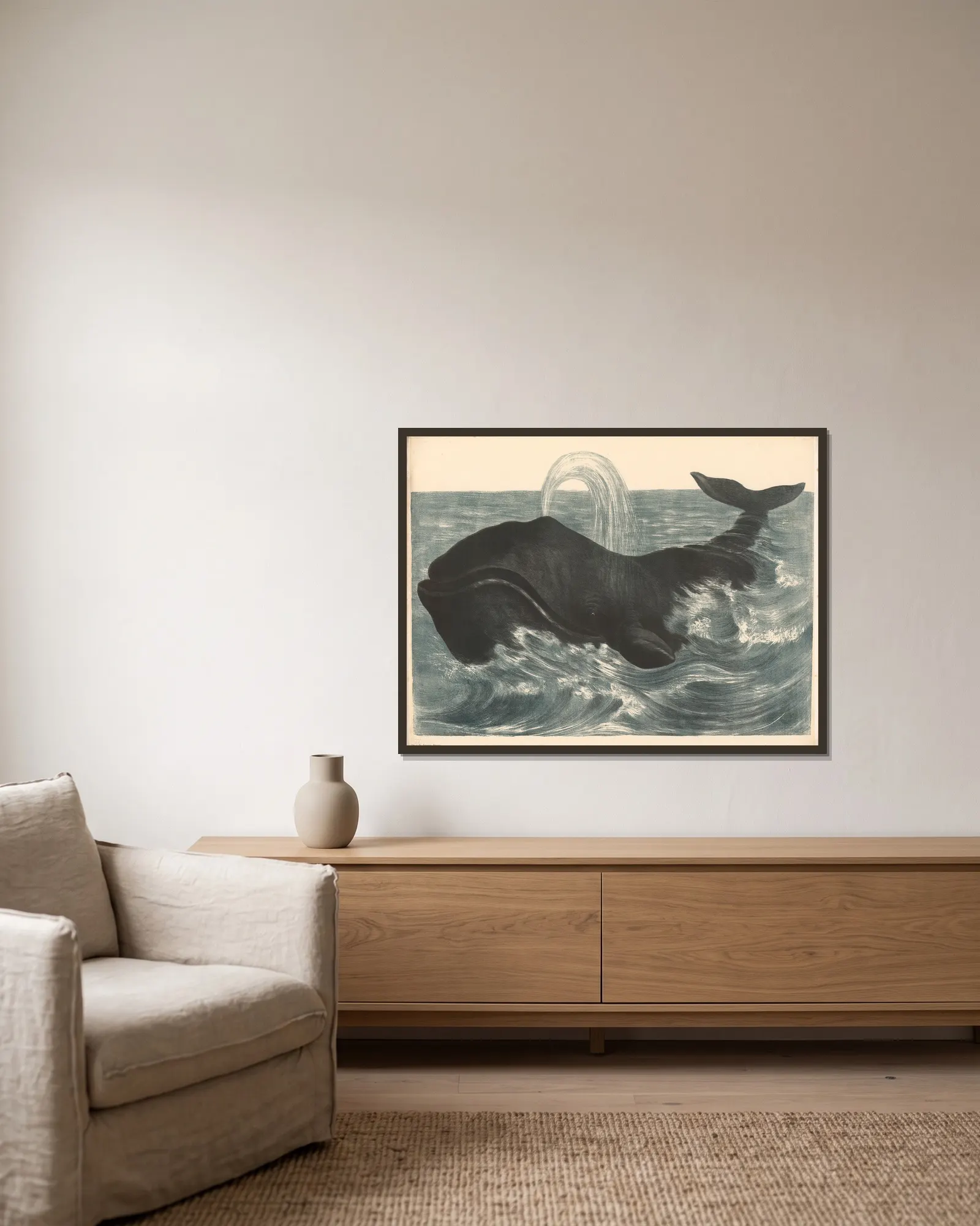 Der Walfisch (Balaena mysticetus) av Franz Engleder inramad på en vägg