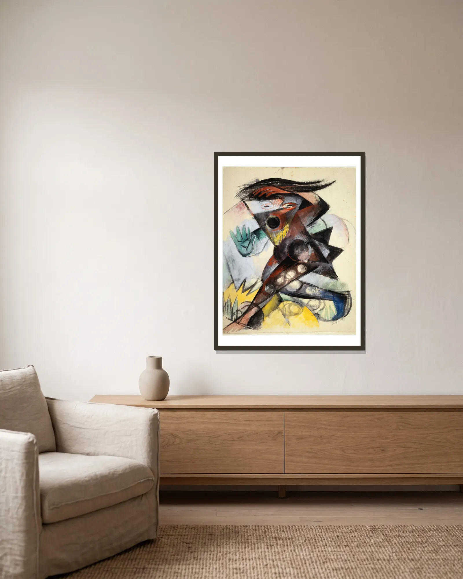 Caliban av Franz Marc inramad på en vägg