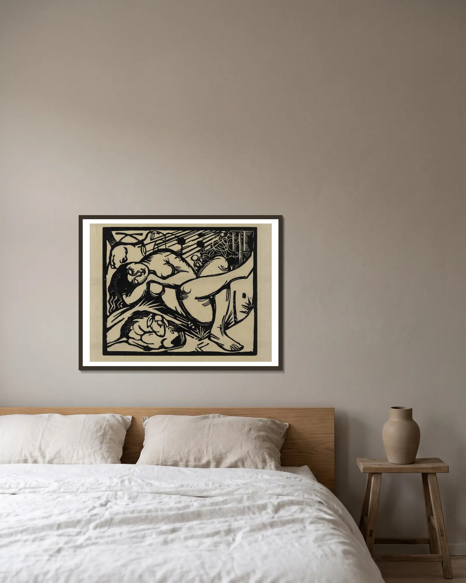 Schlafende Hirtin, 1912 – nr 1 av Franz Marc inramad på en vägg