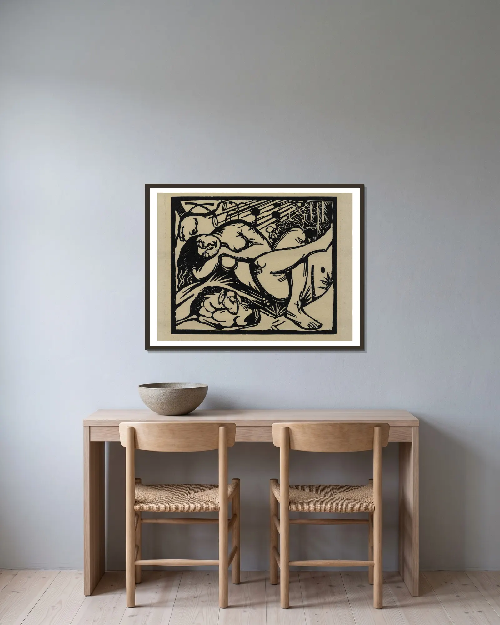 Schlafende Hirtin, 1912 – nr 1 av Franz Marc inramad på en vägg