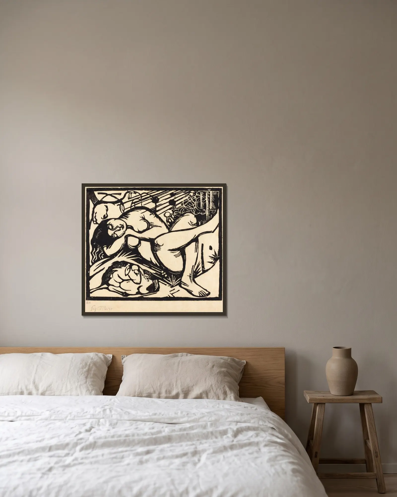 Sleeping Shepherdess (Schlafende Hirtin) av Franz Marc inramad på en vägg