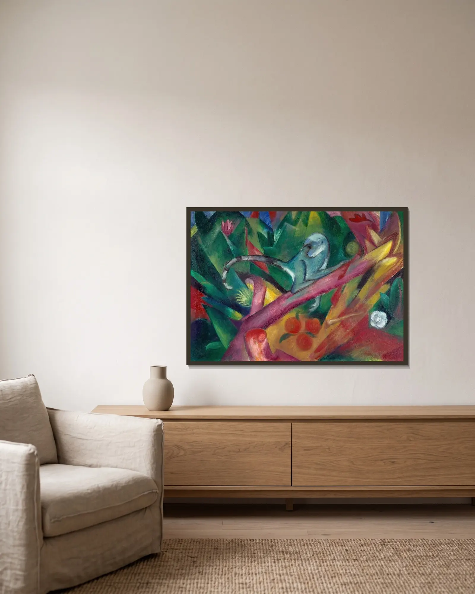 The Monkey av Franz Marc inramad på en vägg