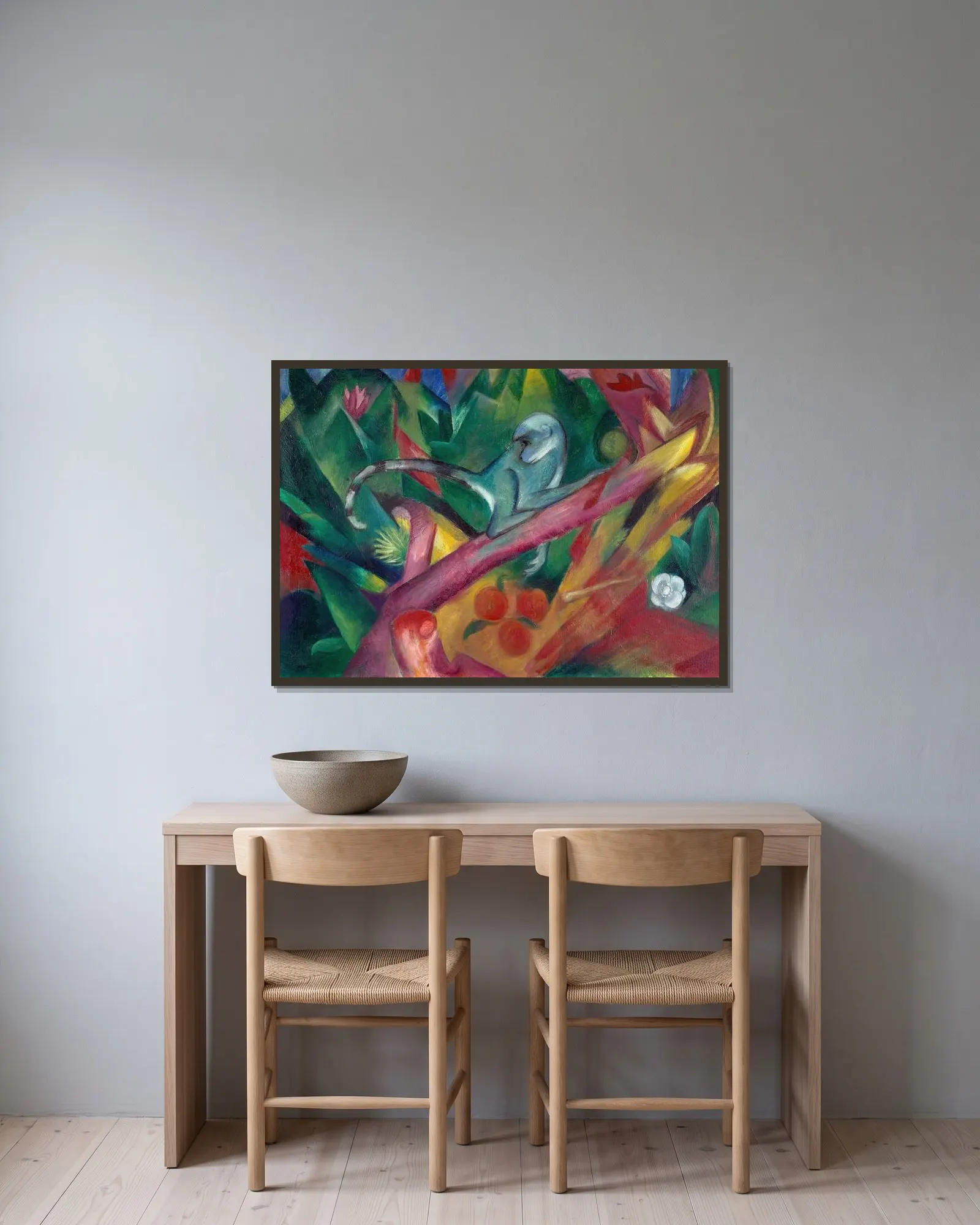 The Monkey av Franz Marc inramad på en vägg