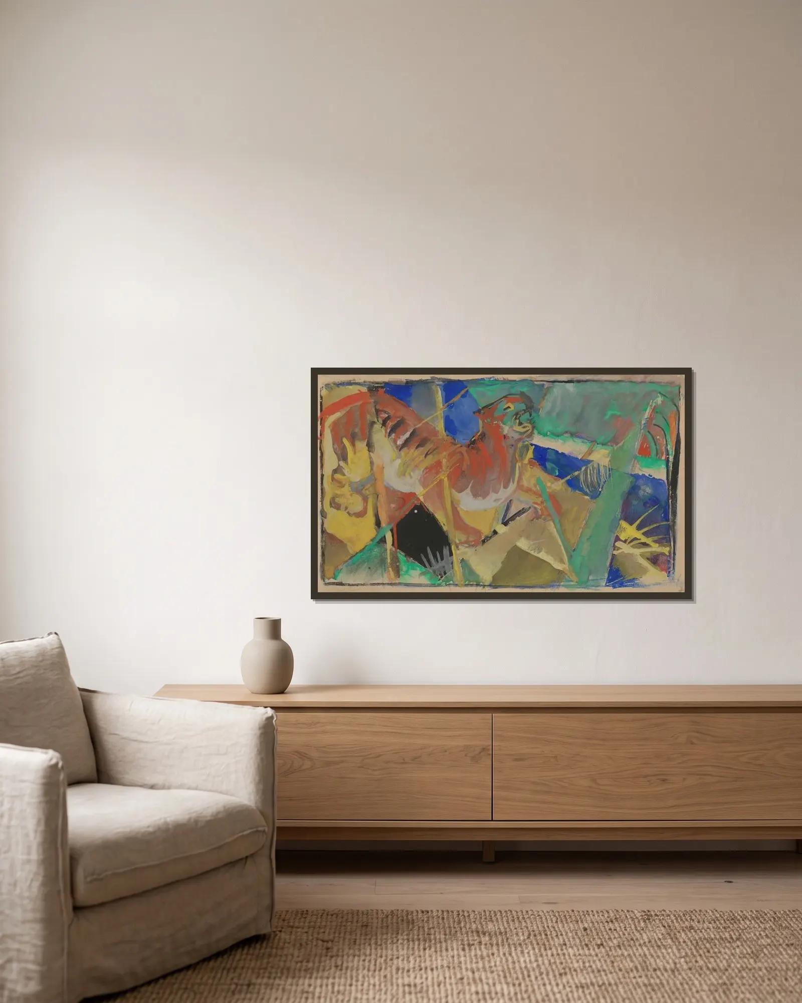 Tiger in the Jungle av Franz Marc inramad på en vägg