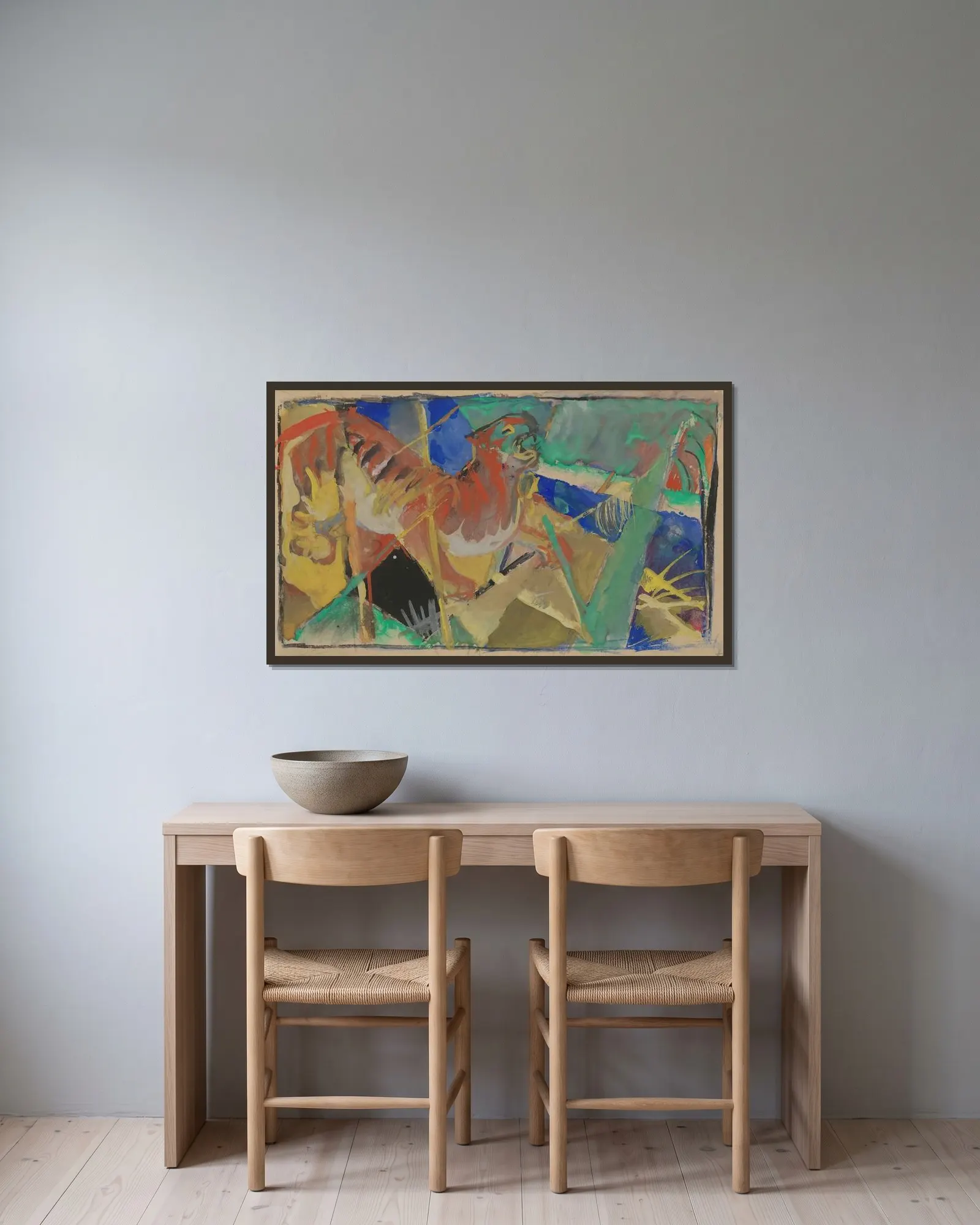Tiger in the Jungle av Franz Marc inramad på en vägg