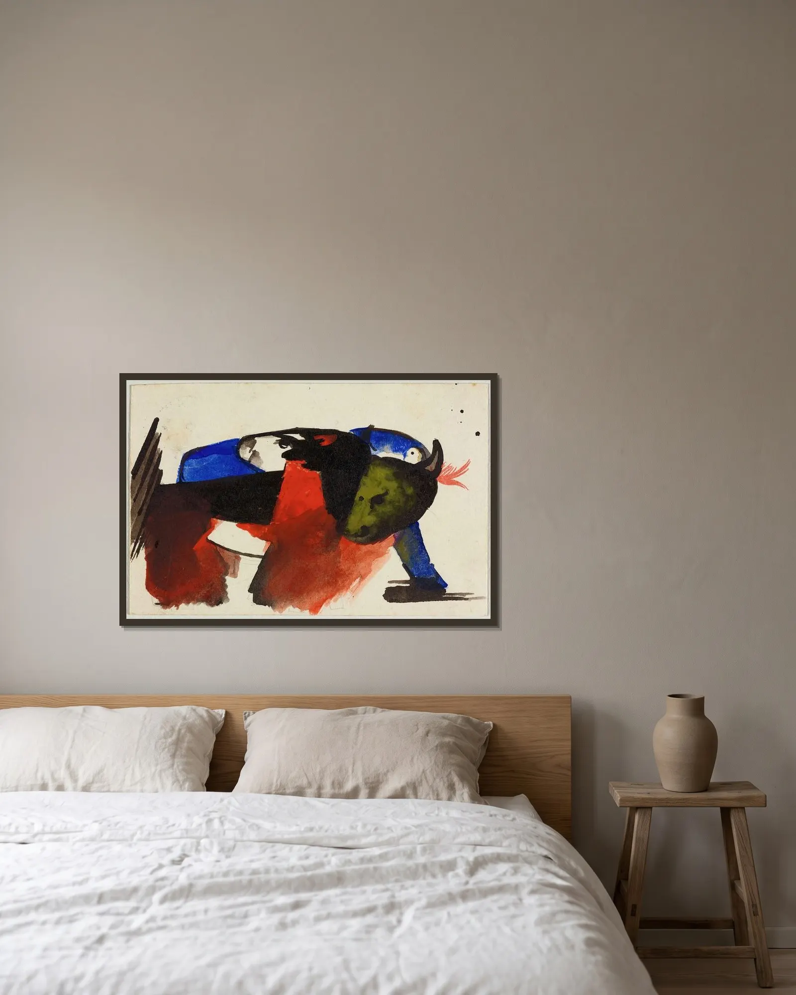 Two animals av Franz Marc inramad på en vägg