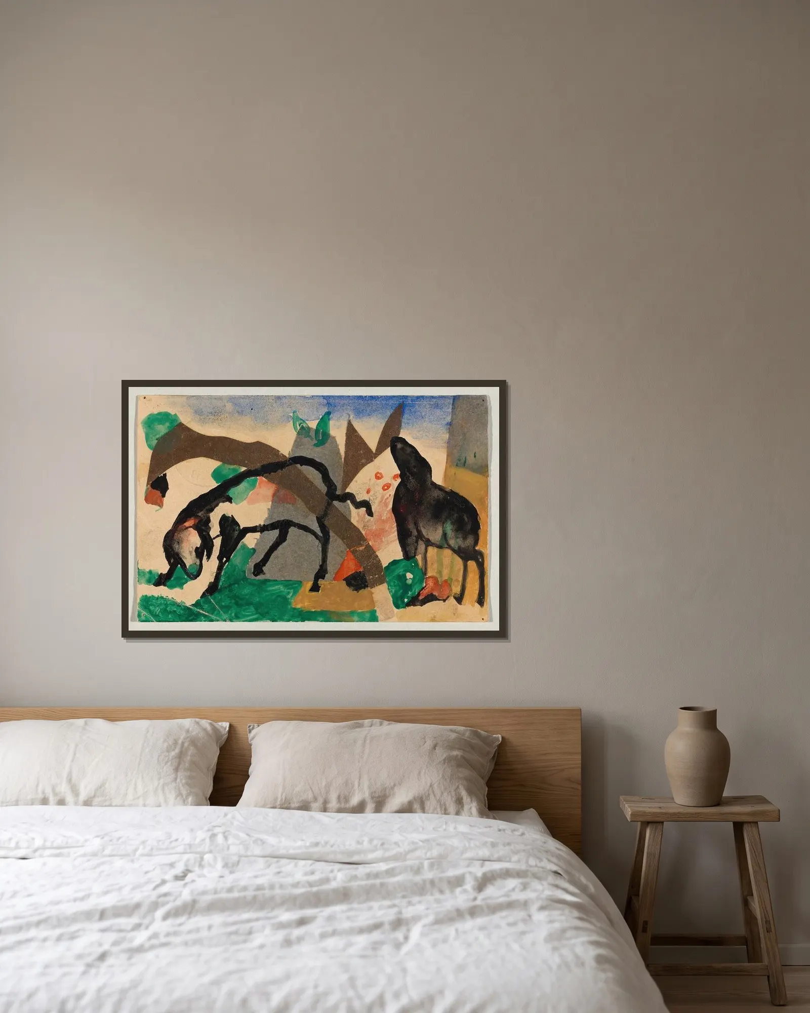 Two sheep av Franz Marc inramad på en vägg