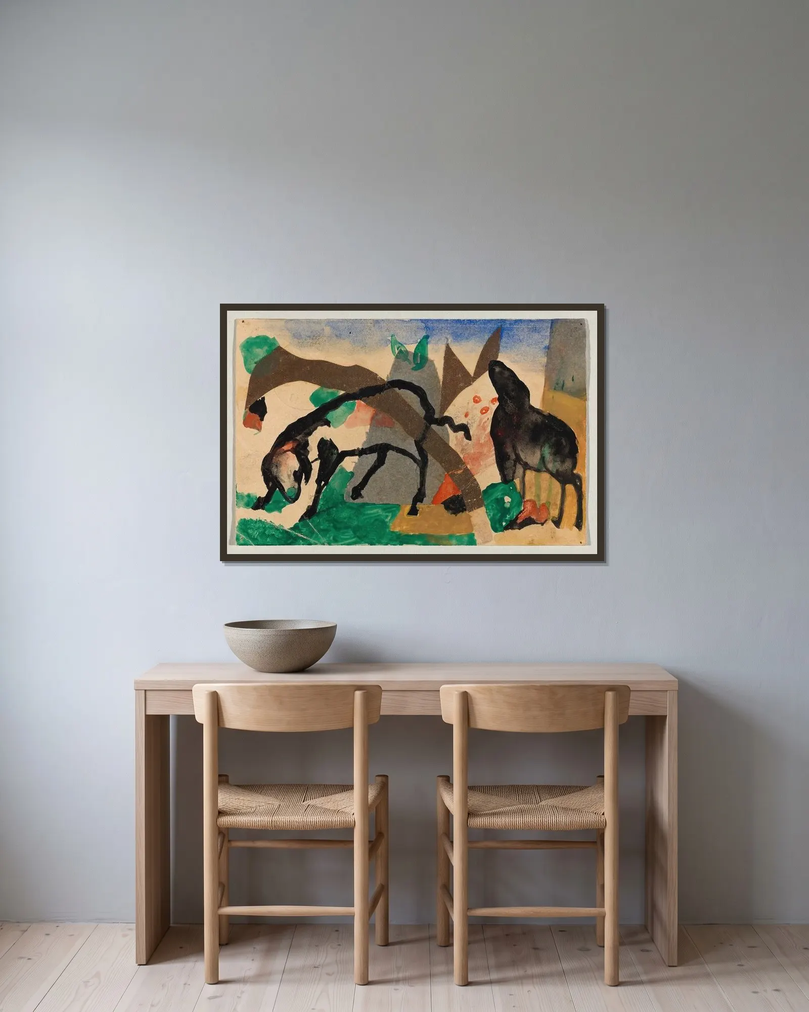 Two sheep av Franz Marc inramad på en vägg